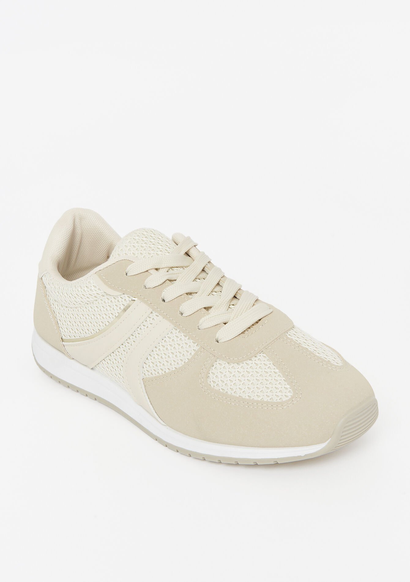 Mixed-material sneakers - LT BEIGE - 13000845_2527