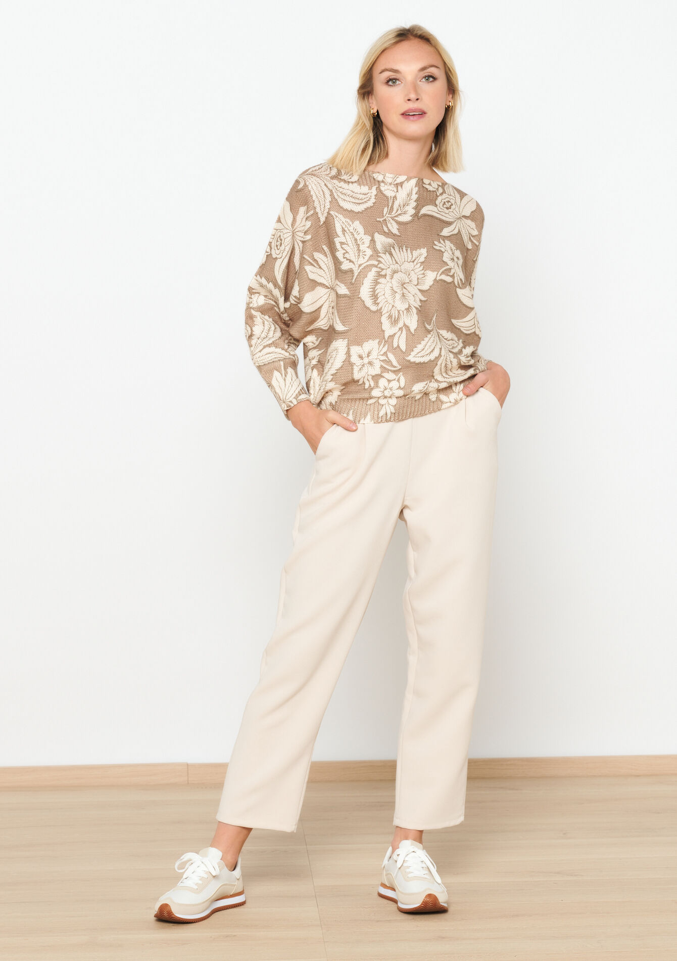 Trui met bloemenprint - TAUPE - 04006358_1021