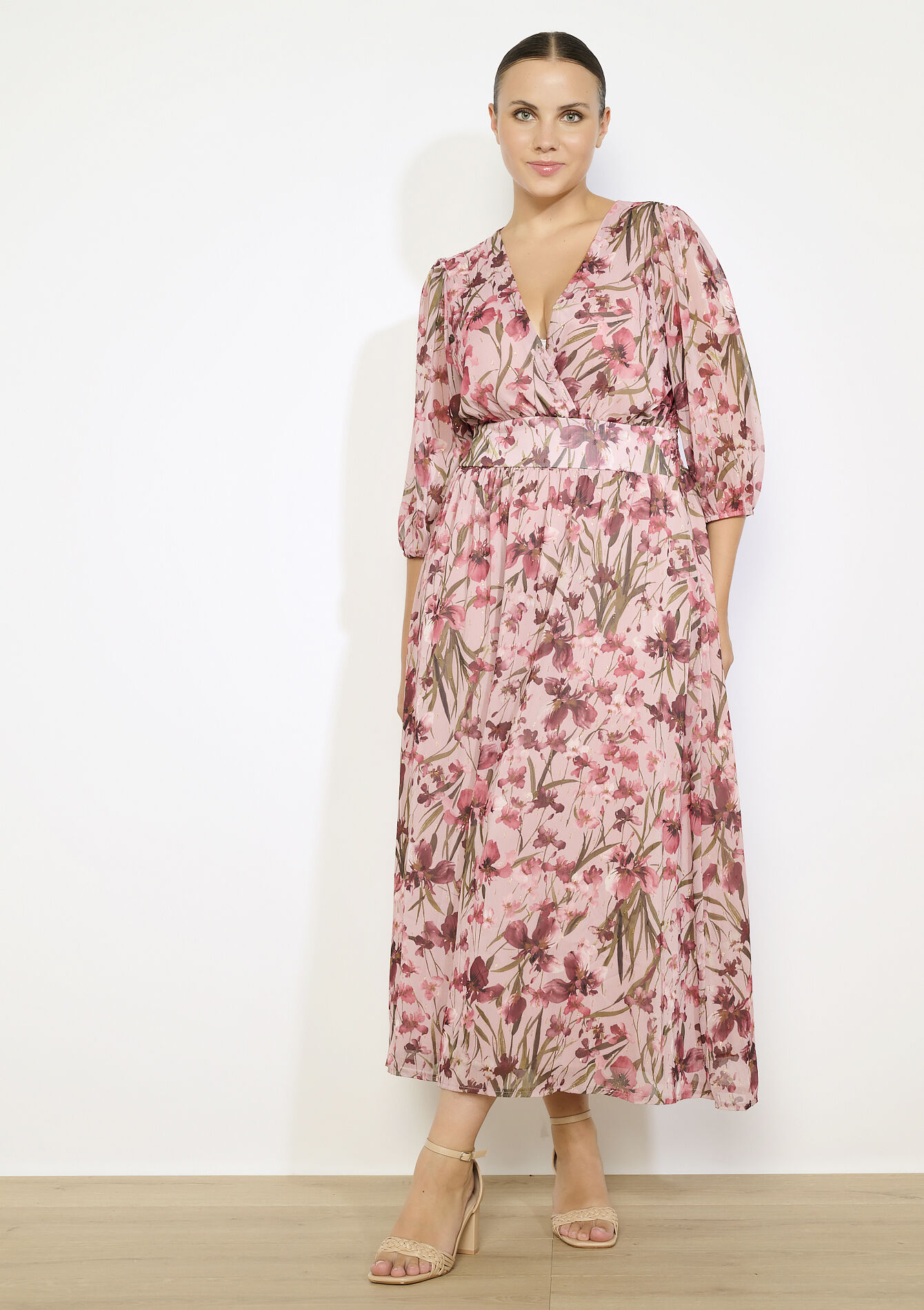 Lange bloemenjurk met zwier, Lange bloemenjurk met zwier - COSMETIC PINK - 08104286_5733