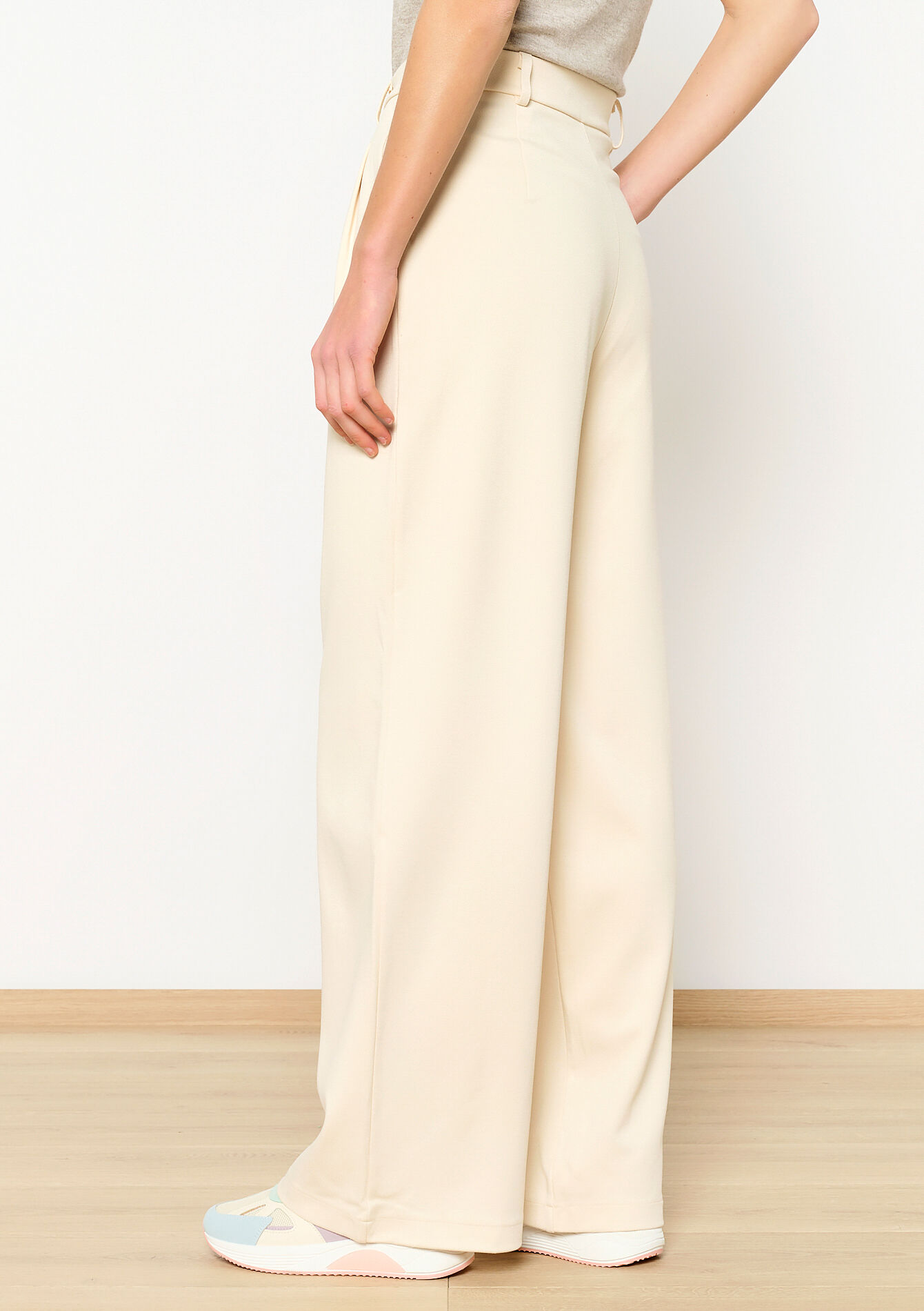 Long palazzo trousers, Long palazzo trousers - VANILLA WHITE - 06100599_1013