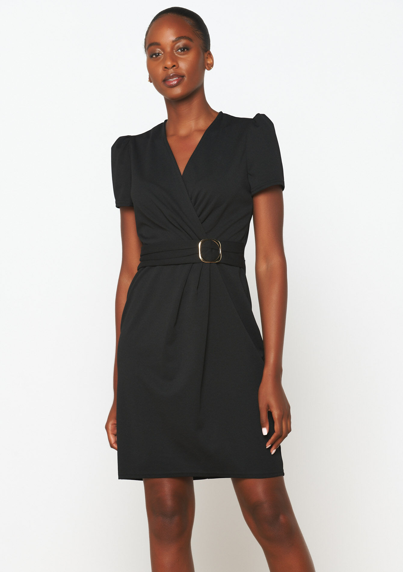 Robe bodycon drapée - BLACK - 08103816_1119