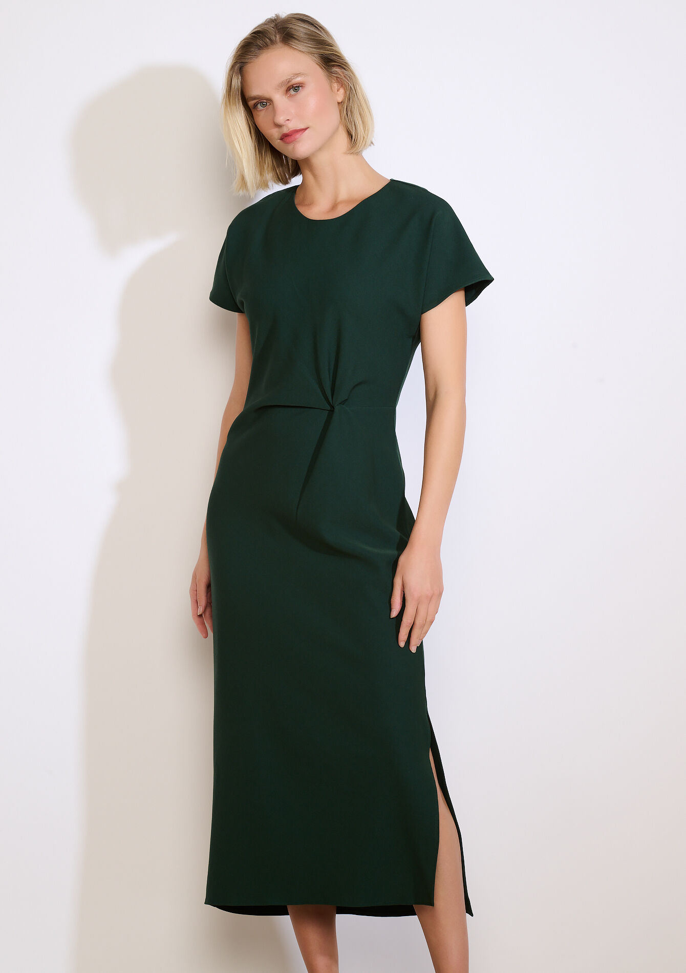 Midi-jurk met zijstrik, Midi-jurk met zijstrik - GREEN FOREST - 08104277_4624