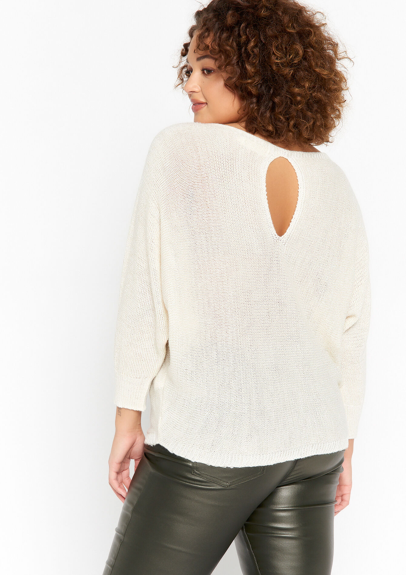 Lurex pullover with batwing sleeves, Lurex pullover with batwing sleeves - OFFWHITE - 04005984_1001