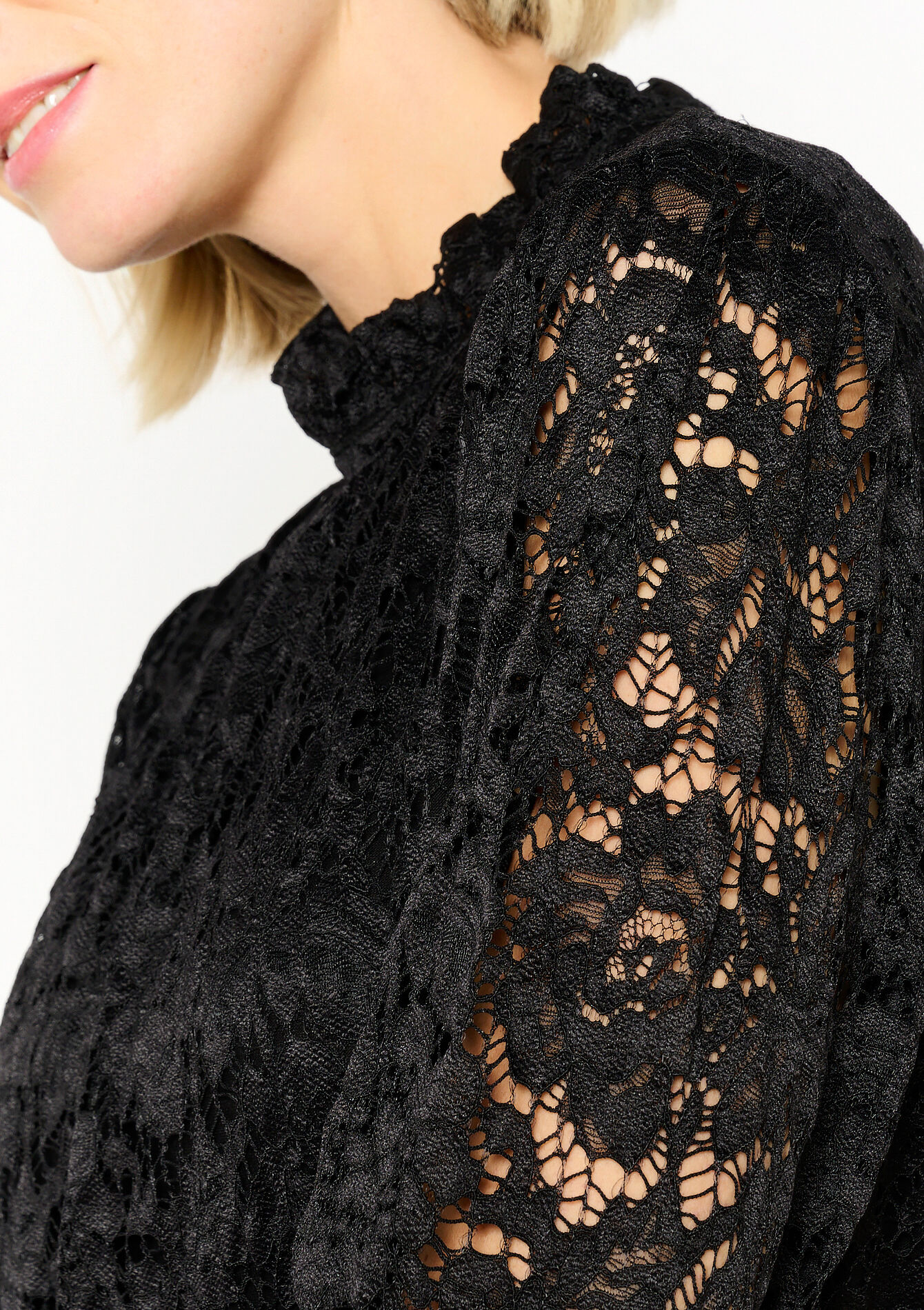 Blouse with lace, Blouse with lace - BLACK - 05702699_1119