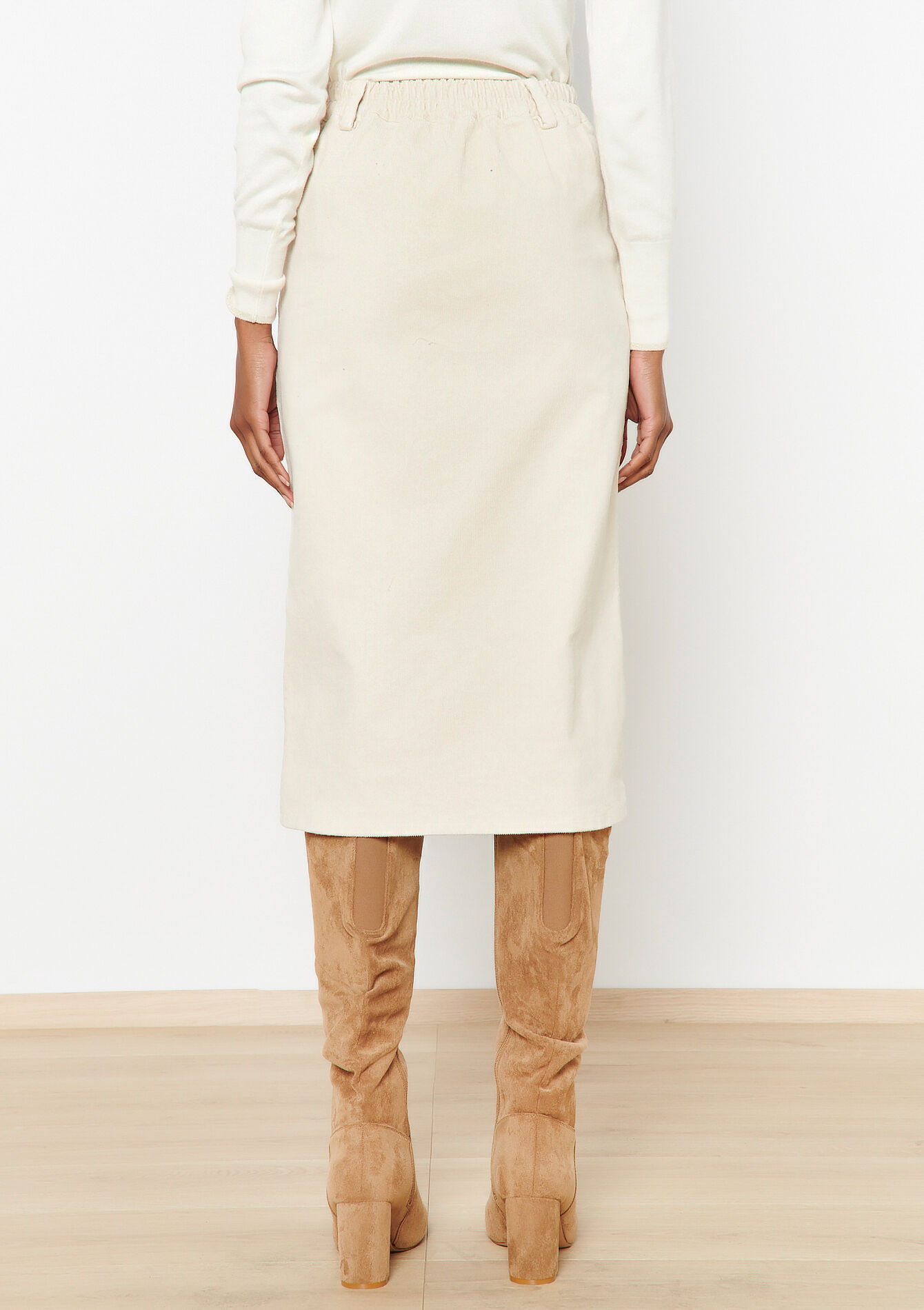 Jupe crayon en velours côtelé, Jupe crayon en velours côtelé - OFFWHITE - 07101188_1001