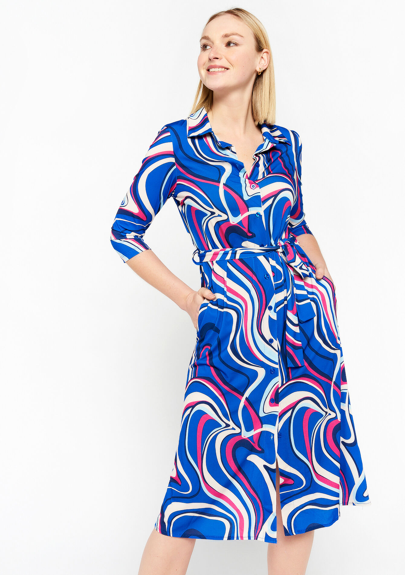 Hemdjurk met abstracte print - ELECTRIC BLUE - 08103174