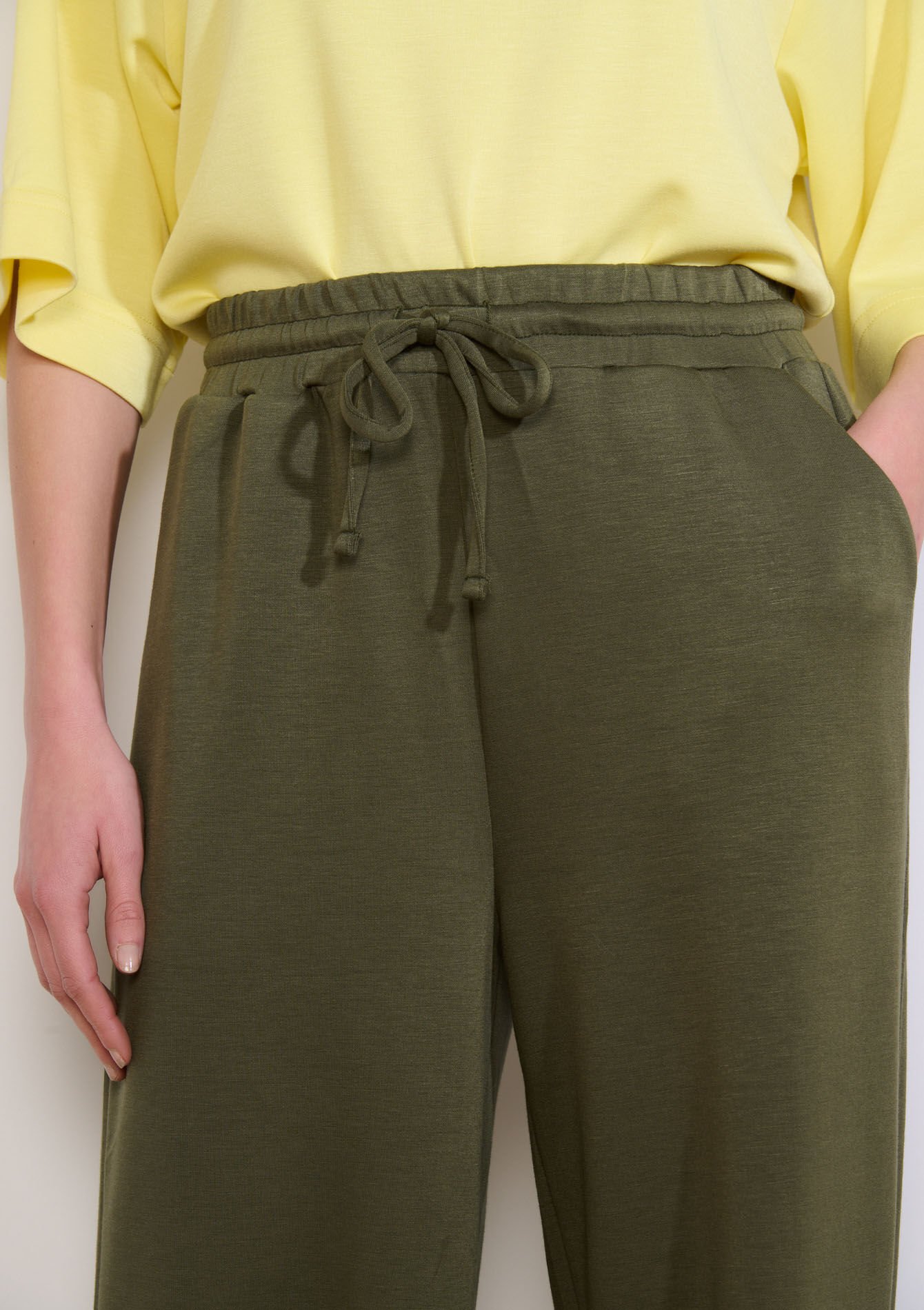 Wijde joggingbroek van modal - KHAKI MED - 15100405_4327