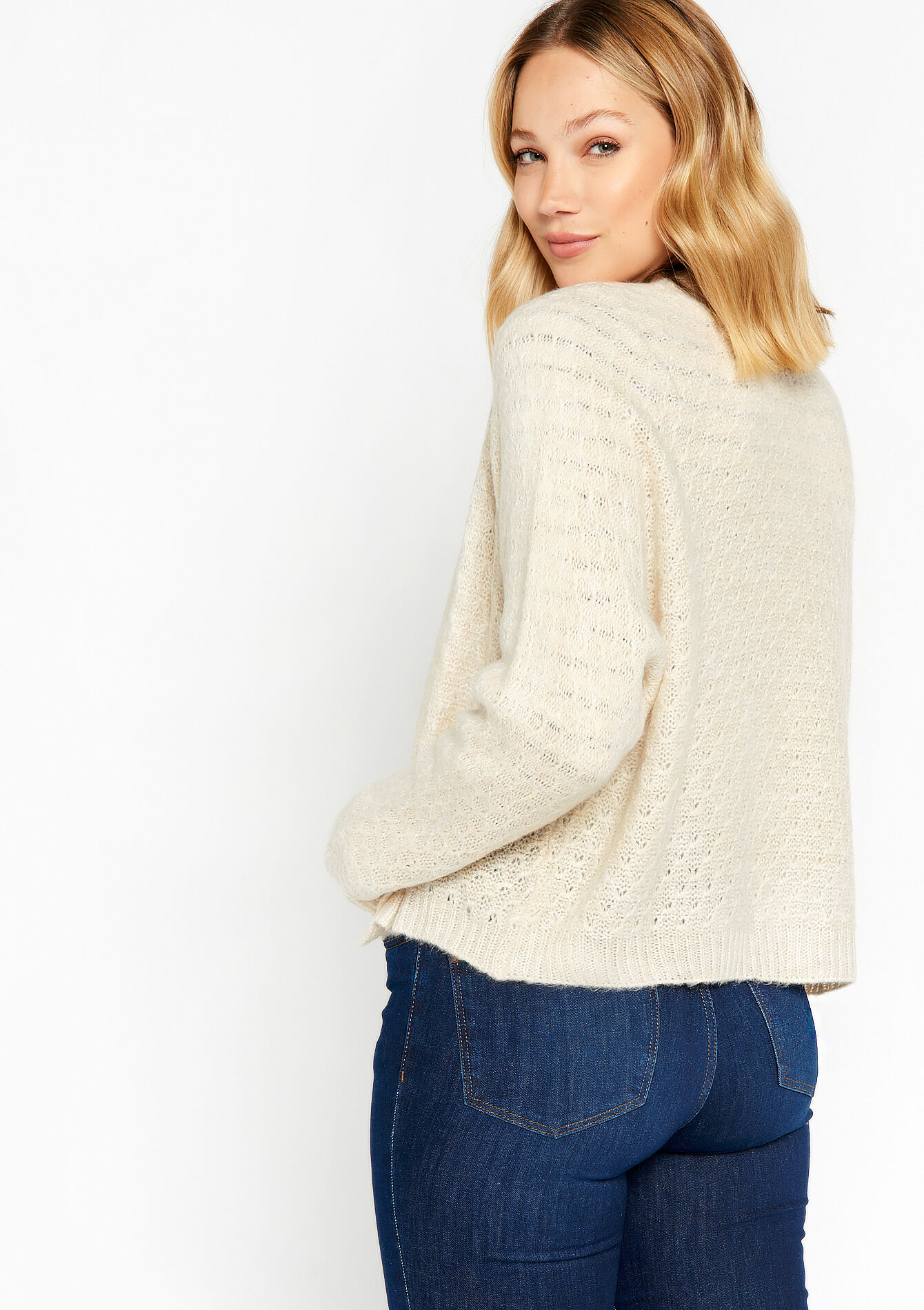 Opengewerkte cardigan - OFFWHITE - 04101088_1001