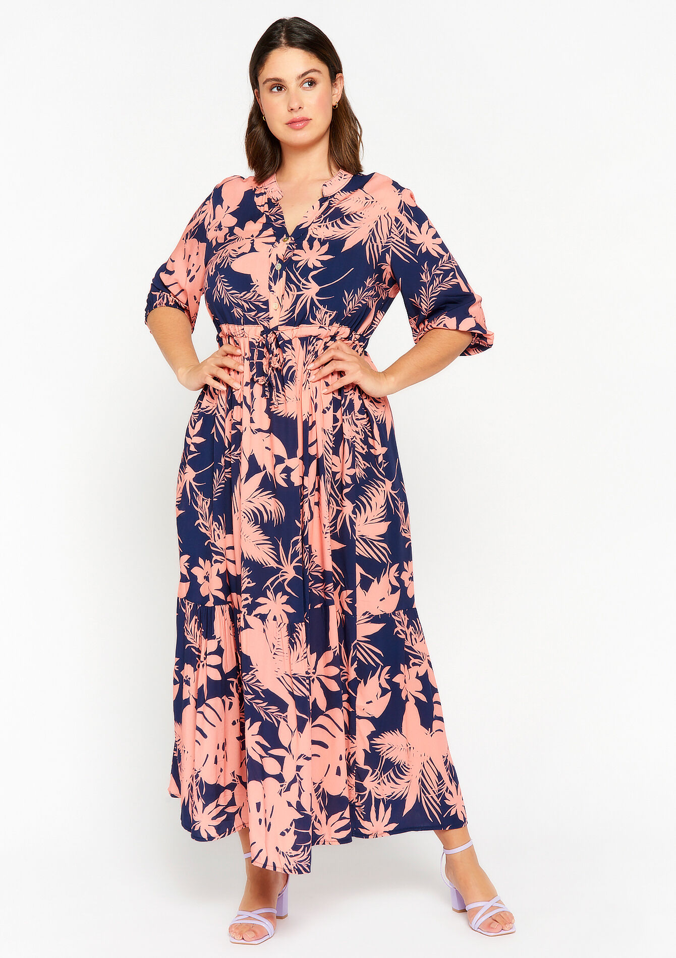 Maxi-jurk met bloemenprint, Maxi-jurk met bloemenprint - NAVY BASIC - 08601985_2723