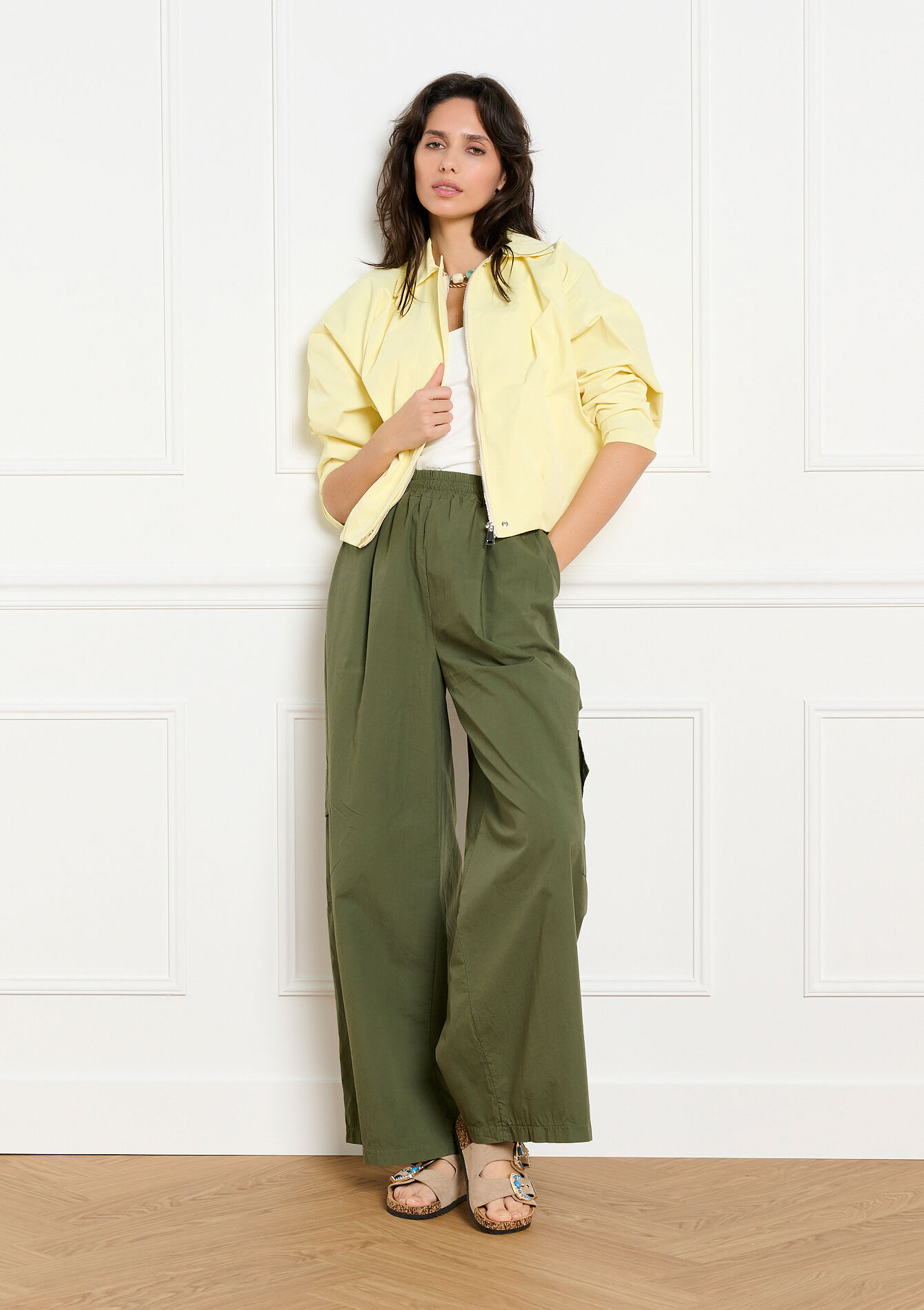 Cropped zip jacket - YELLOW PASTEL - 09101210_5004