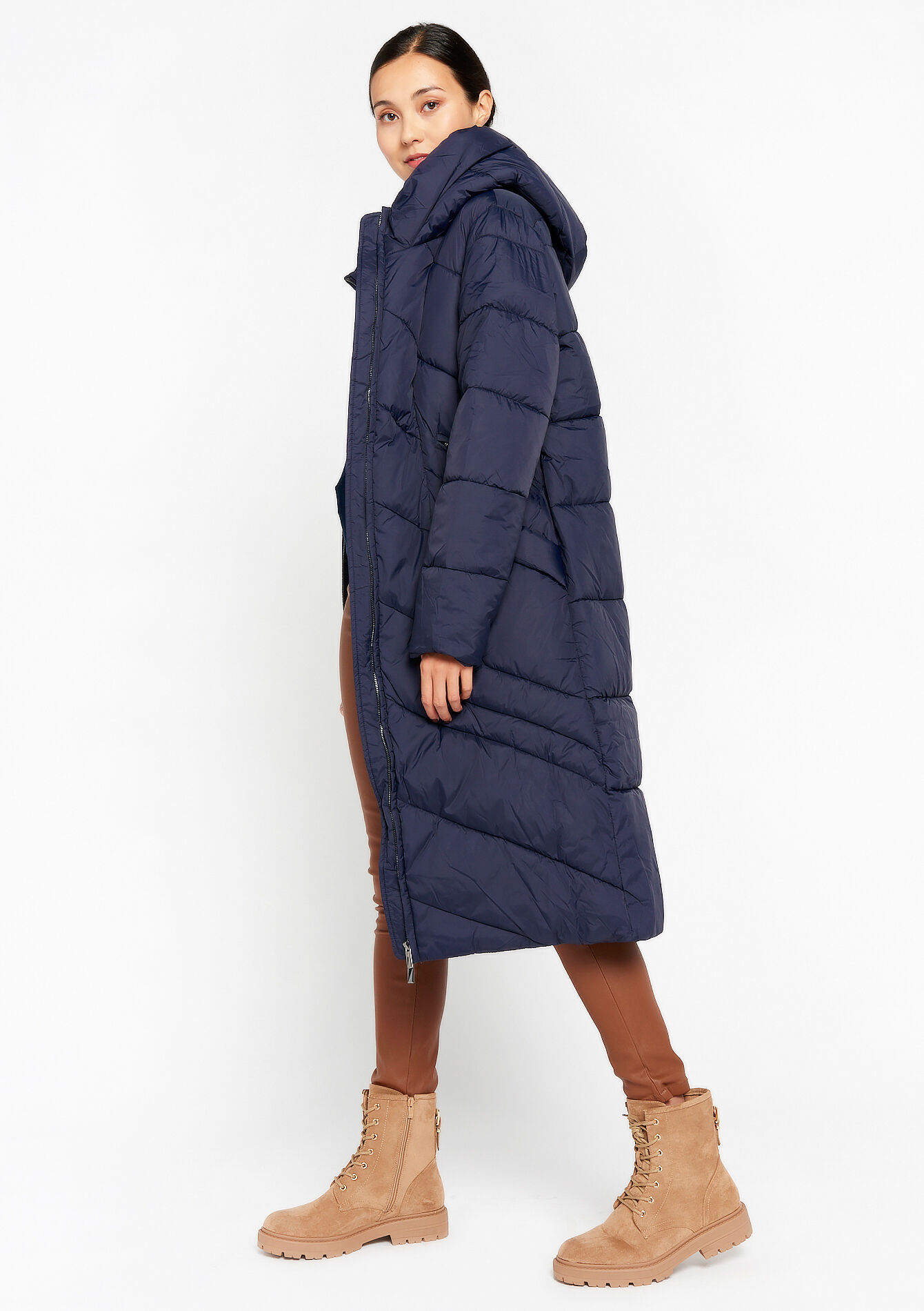 Long quilted jacket - NAVY BASIC - 23000590_2723