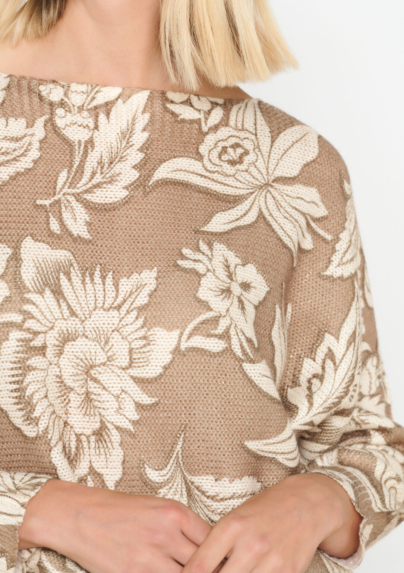 Trui met bloemenprint - TAUPE - 04006358_1021