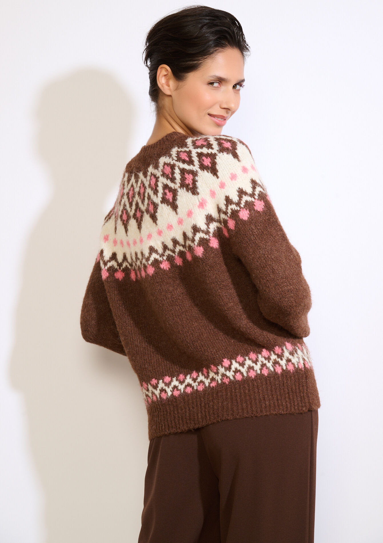 Pull jacquard doux, Pull jacquard doux - BROWN DARK CHOCOLATE - 04007145_3720