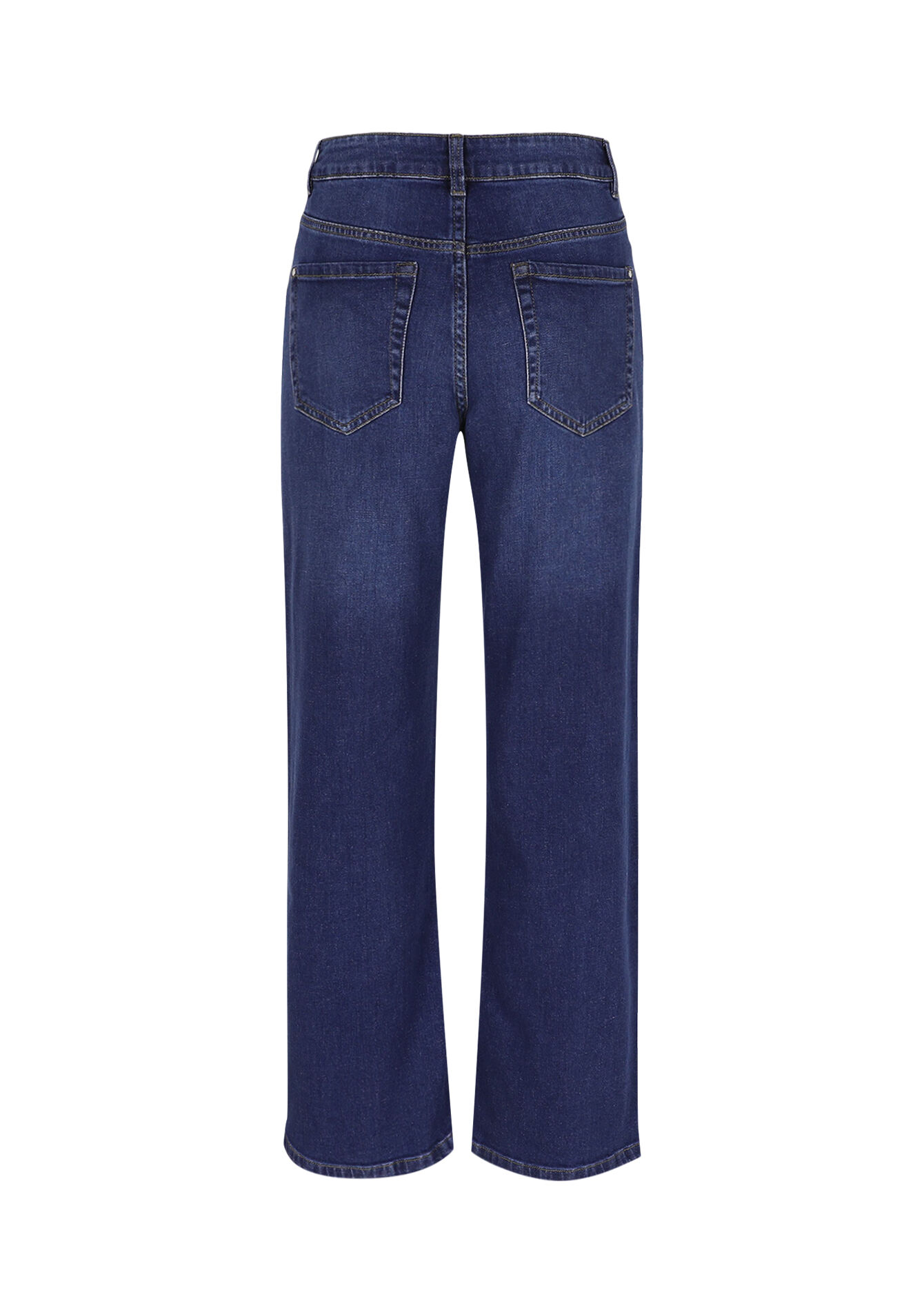 Wijde jeans met hoge taille - DARK BLUE - 22000594_0501