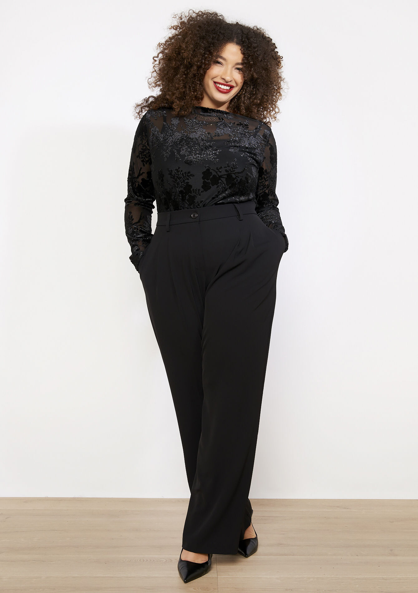 Flowy palazzo broek, Flowy palazzo broek - BLACK - 06100766_1119