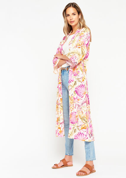 Kimono à imprimé tropical - OFFWHITE - 09001367_1001