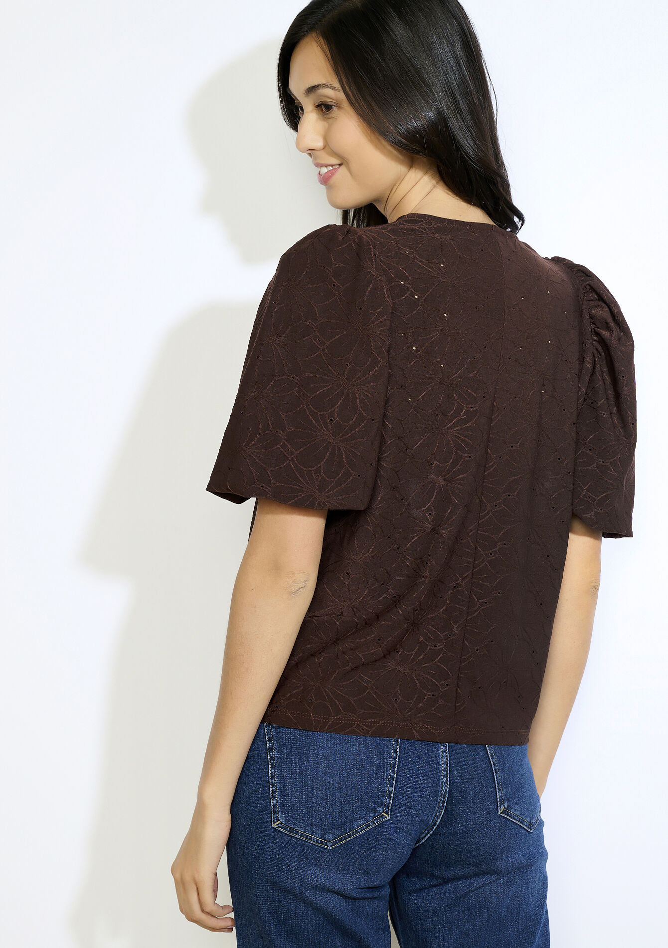 Top met pofmouwen, Top met pofmouwen - BROWN DARK CHOCOLATE - 02301892_3720