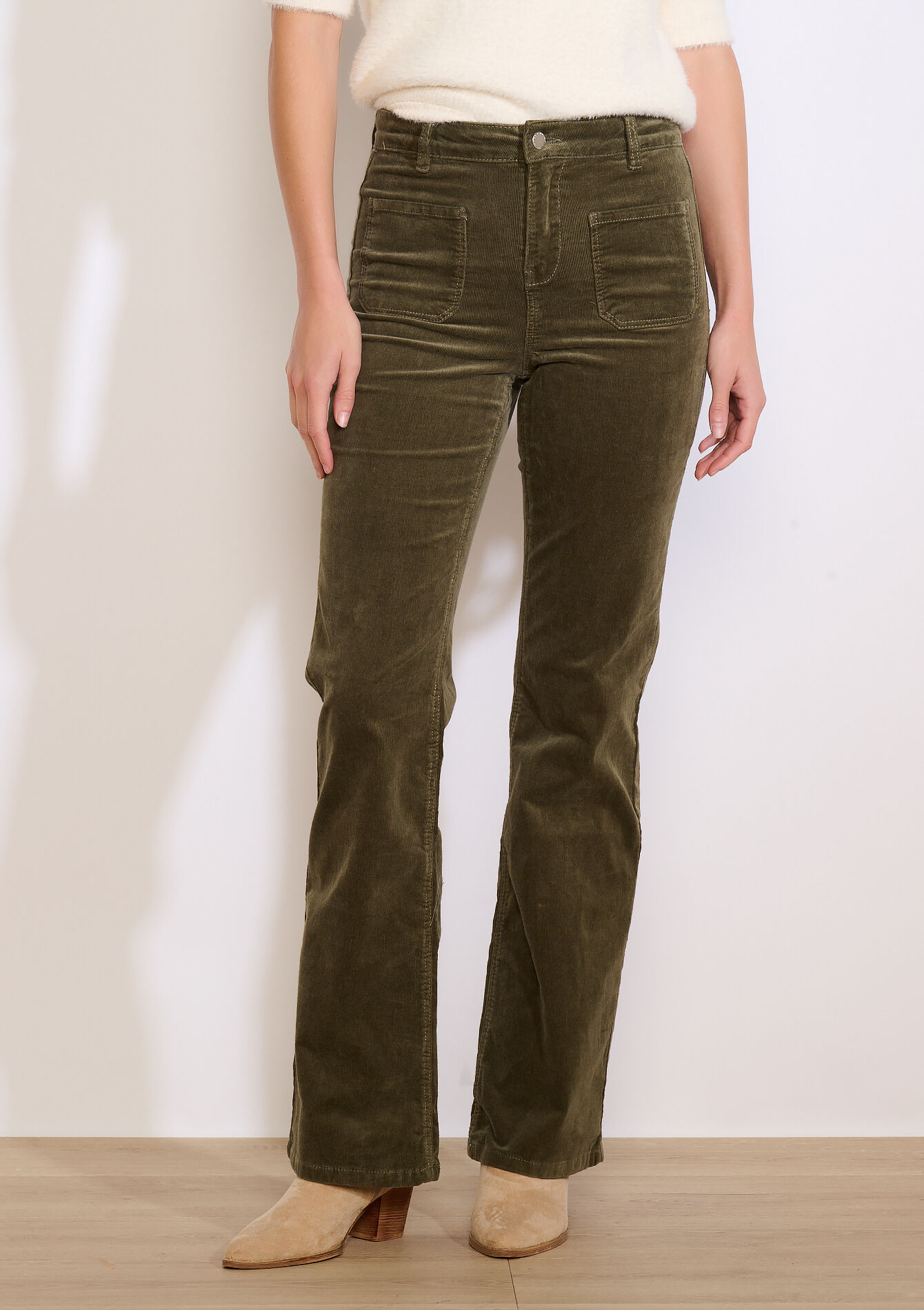 Pantalon bootcut à poches, Pantalon bootcut à poches - KHAKI MED - 06004608_4327