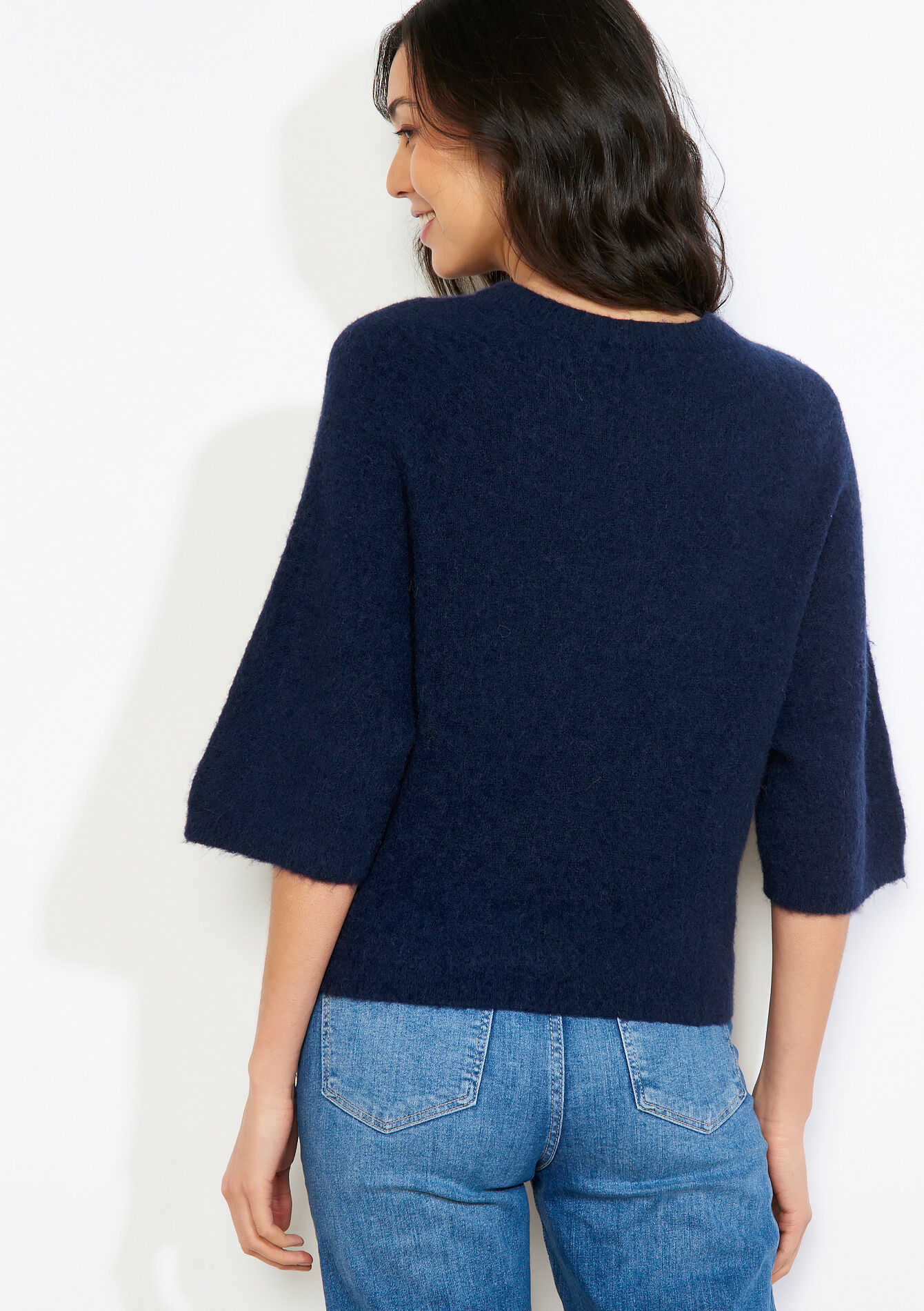 Zachte trui met 3/4-mouw - NAVY BASIC - 04007207_2723