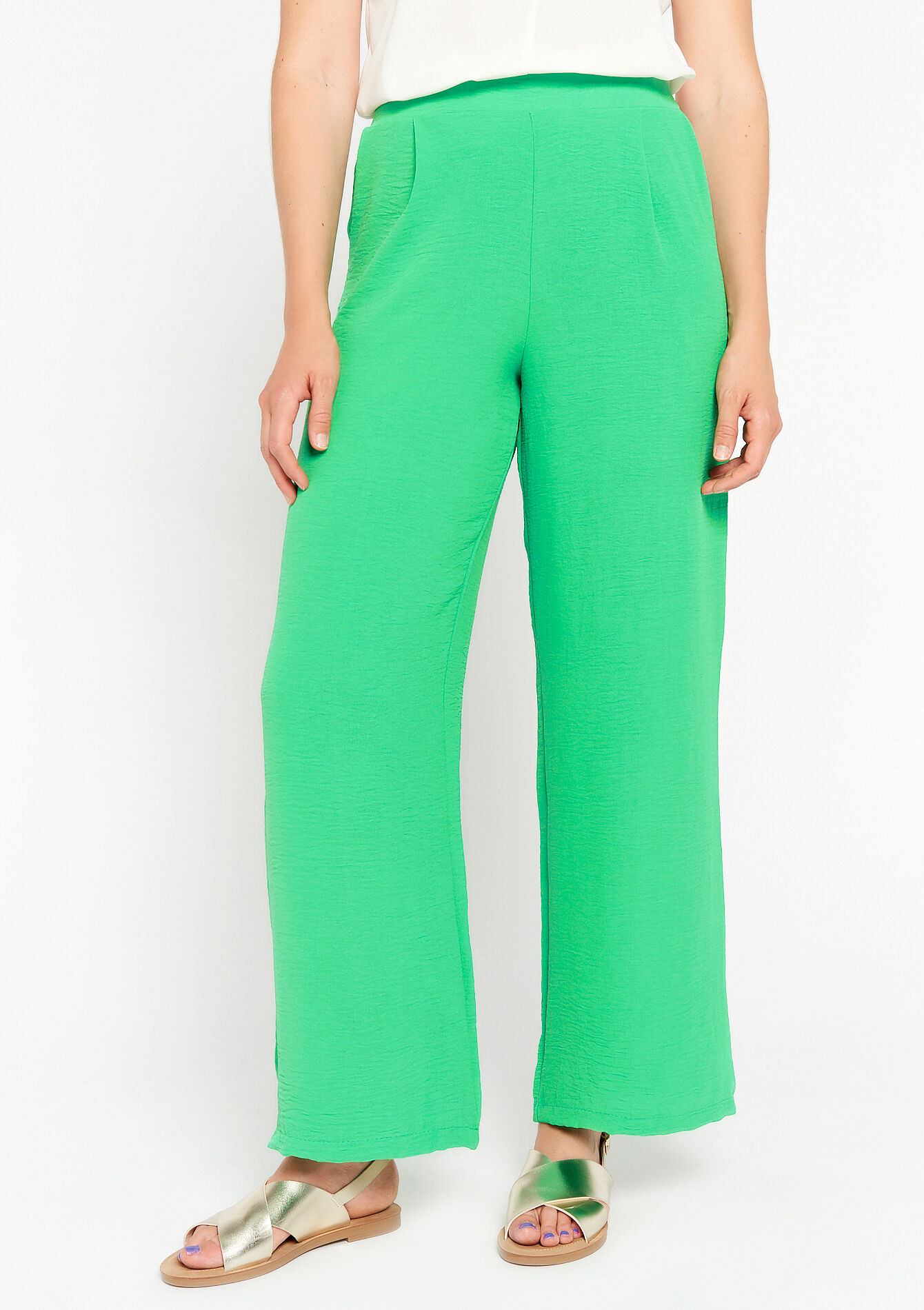 Broek met wijde pijpen, Broek met wijde pijpen - APPLE GREEN - 06600732_4614