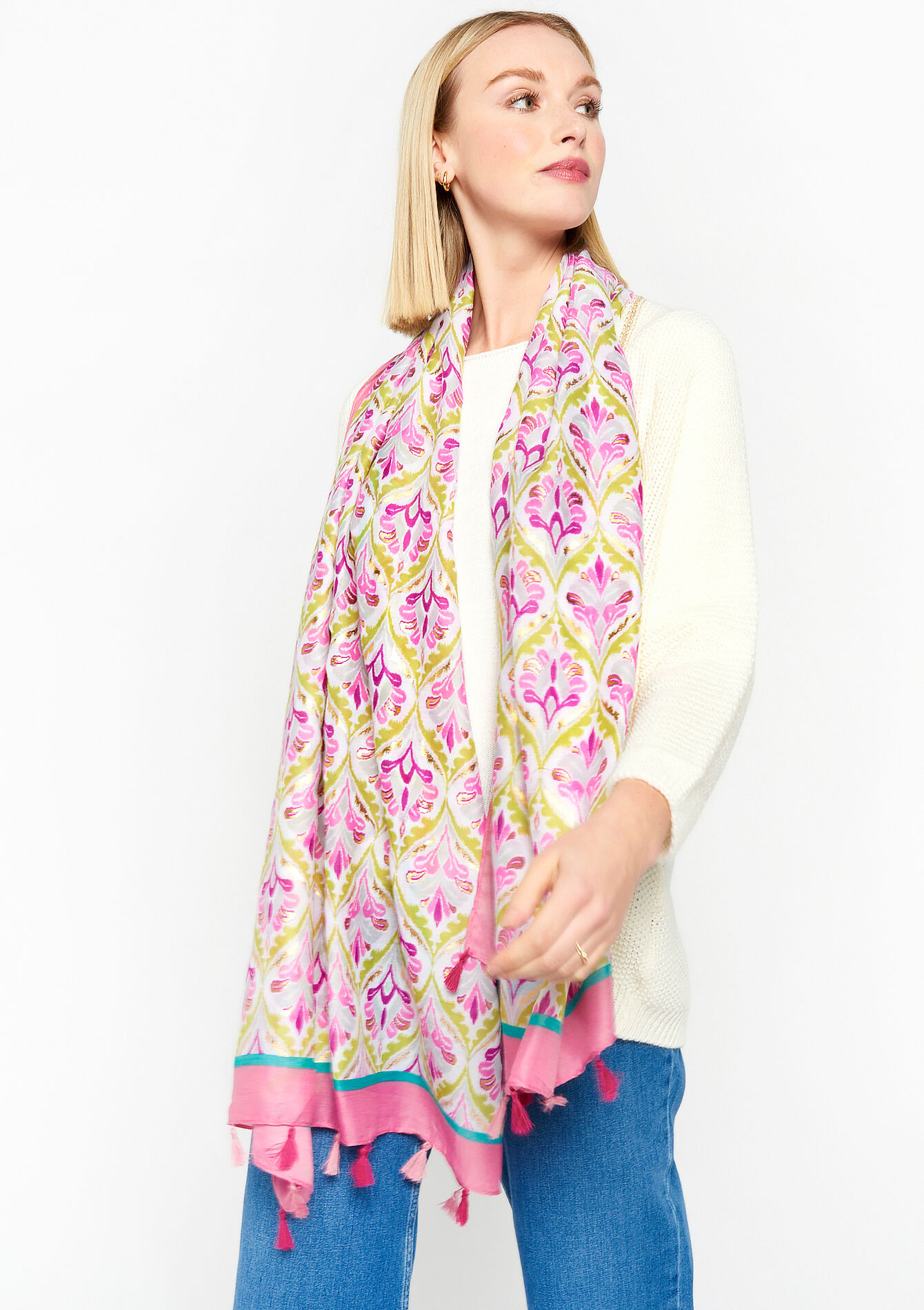 Sjaal met print, Sjaal met print - FUCHSIA - 1069332