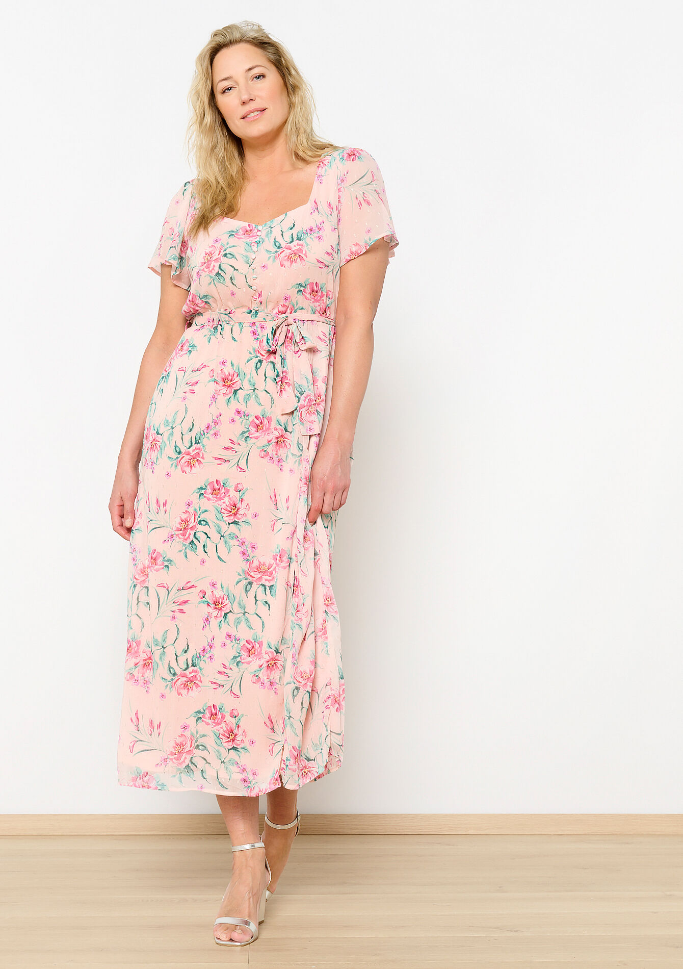 Maxi-jurk met lurex bloemen, Maxi-jurk met lurex bloemen - NUDE LOTUS - 08602211_4118