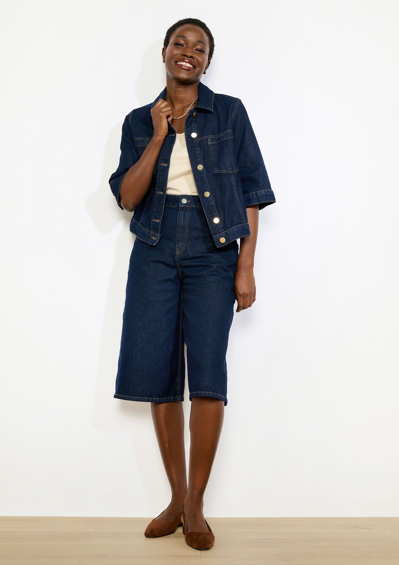 Veste courte en denim - DARK BLUE - 09101171_0501