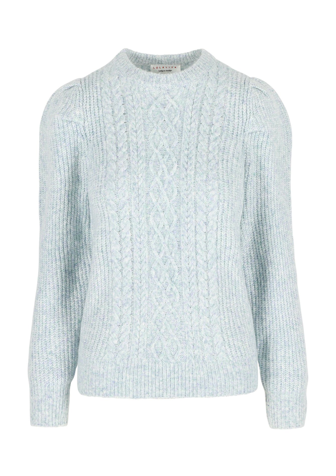 Pullover en maille torsadée avec lurex, Pullover en maille torsadée avec lurex - BLUE PASTEL - 04006542_3003