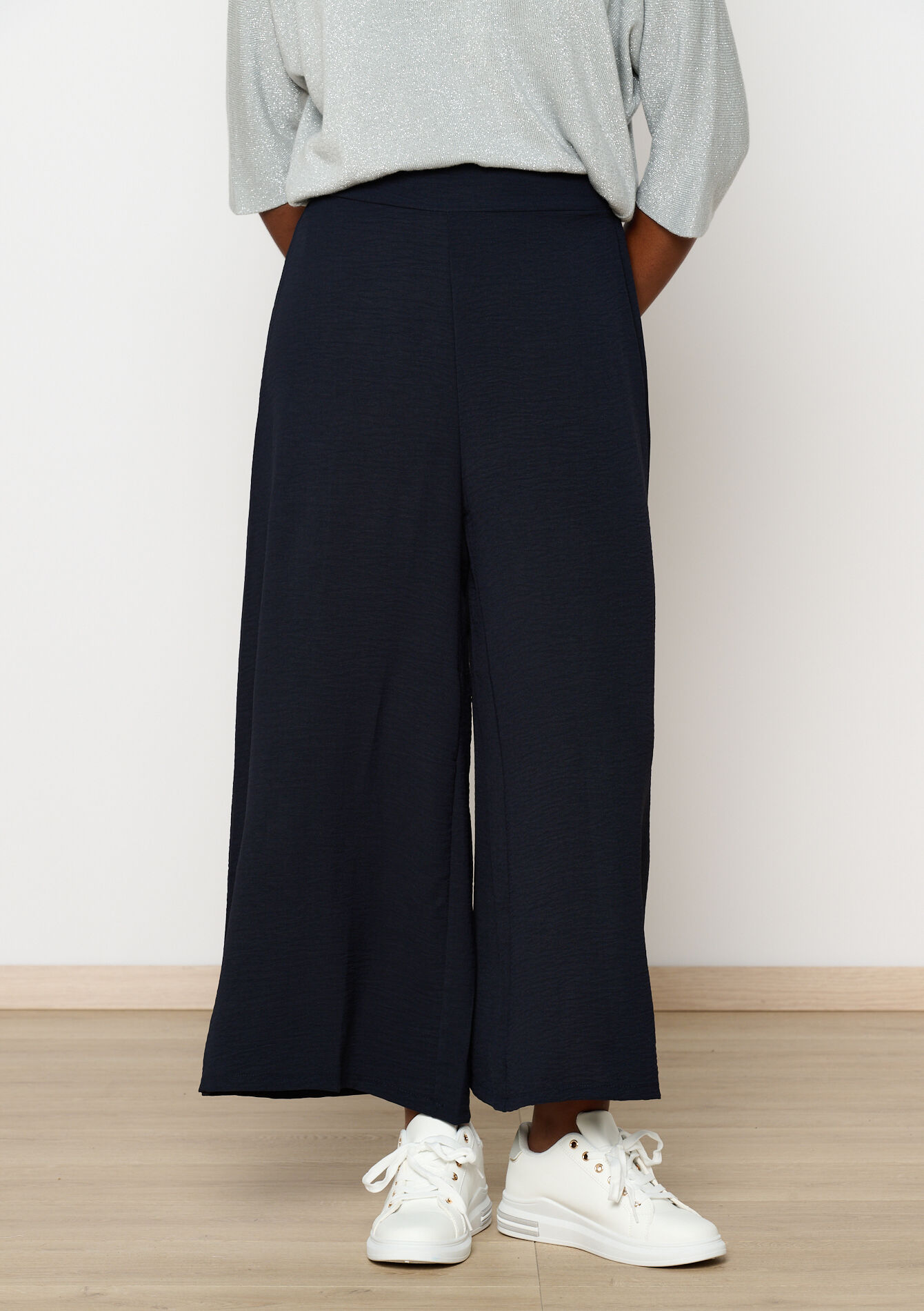 Culotte in crinkle fabric, Culotte in crinkle fabric - NAVY BASIC - 06600905_2723