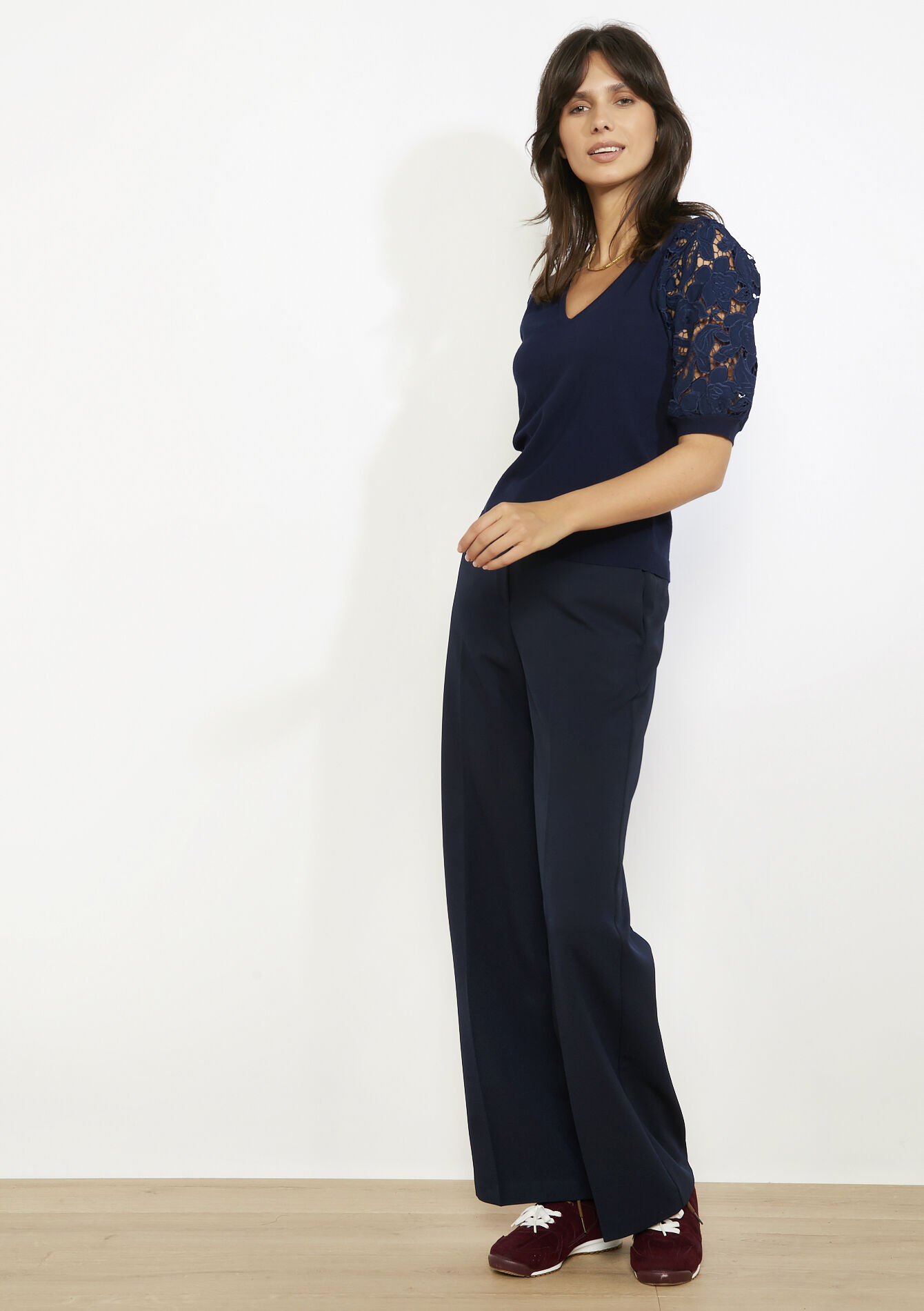 Trui met kanten mouwen - NAVY BASIC - 04007058_2723