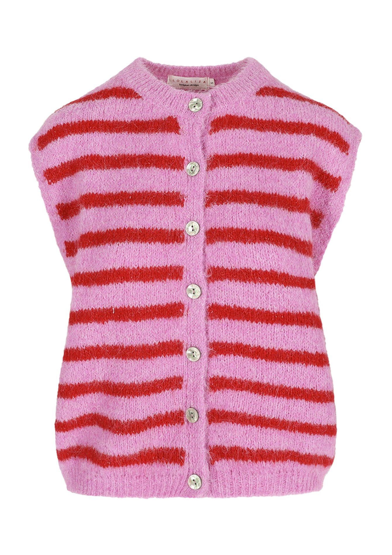 Gilet rayé sans manches - PINK BUBBLEGUM - 04101449_1477