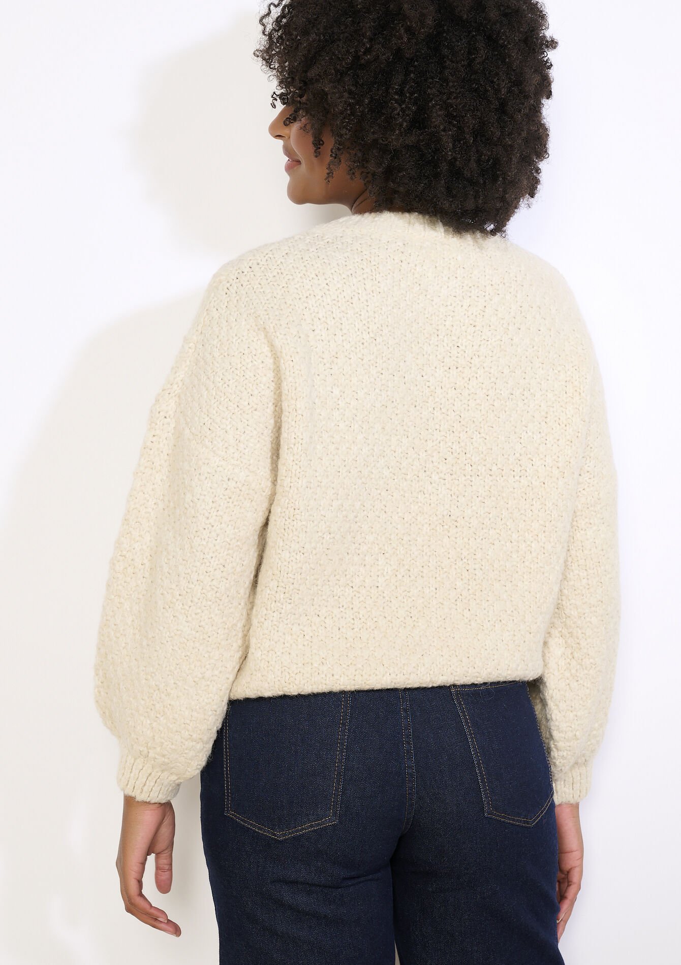 Dikke kabeltrui met col, Dikke kabeltrui met col - VANILLA WHITE - 04007127_1013