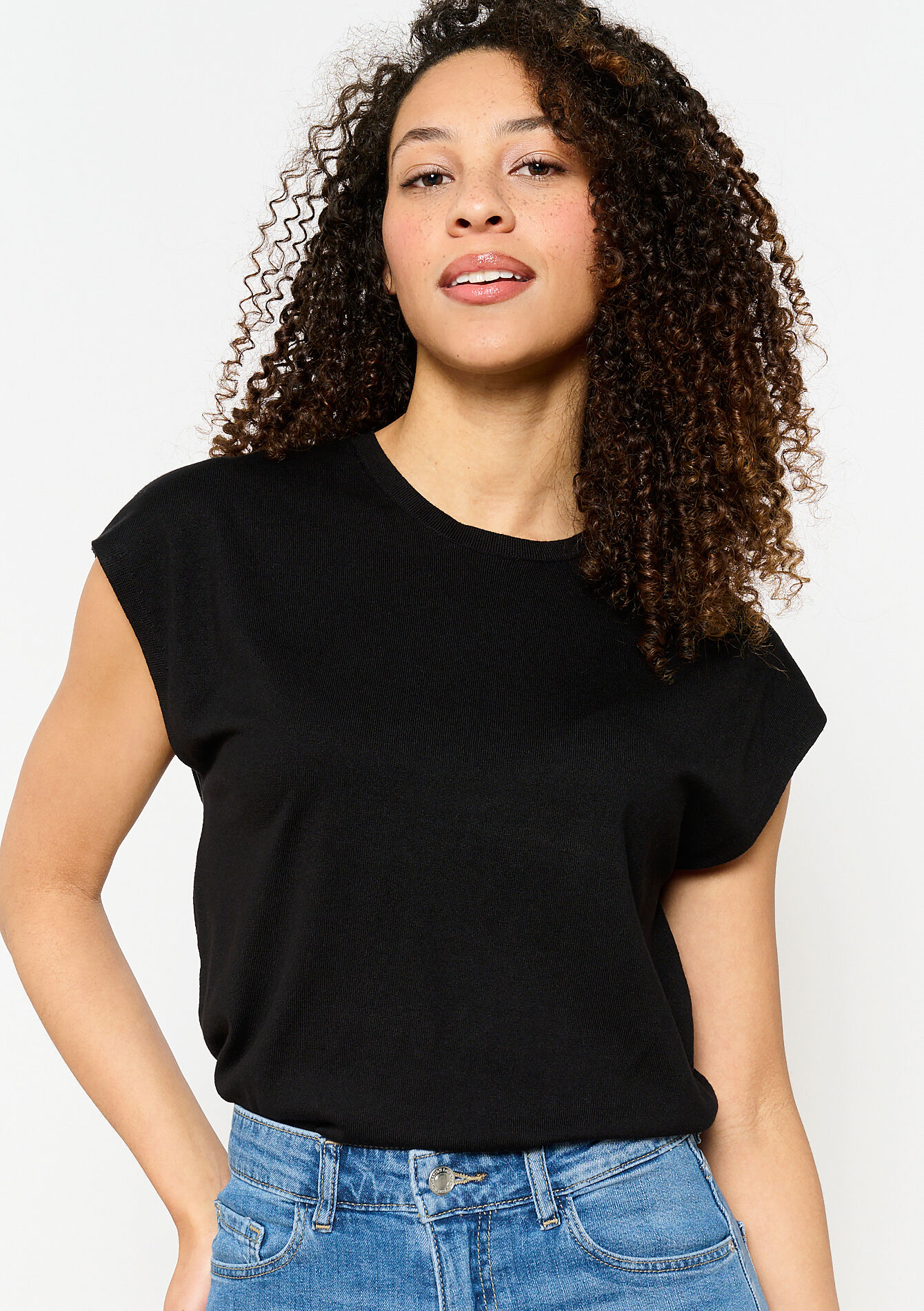 Lichte mouwloze trui, Lichte mouwloze trui - BLACK - 04006777_1119