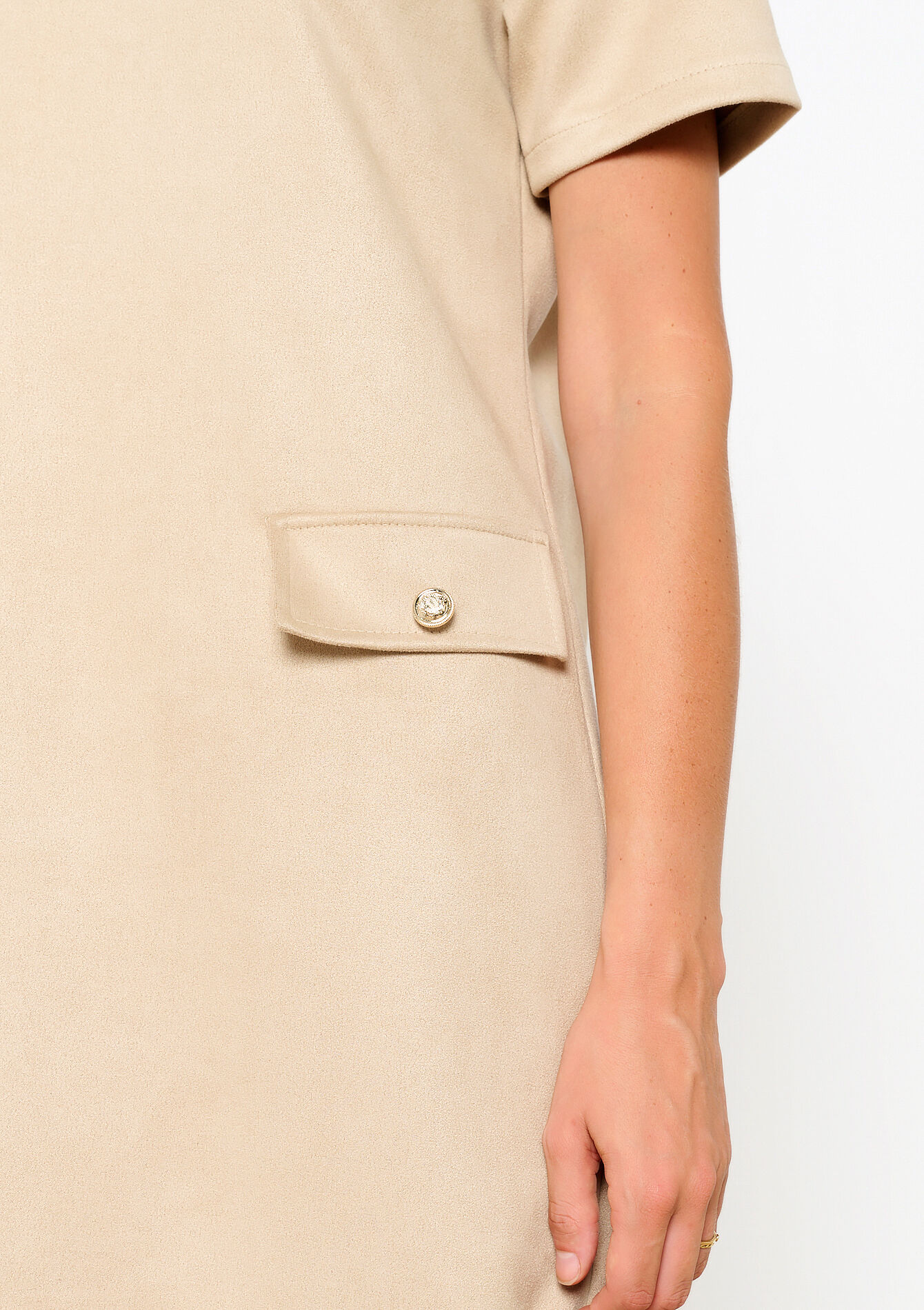 Robe courte en suédine, Robe courte en suédine - LT BEIGE - 08103850_2527