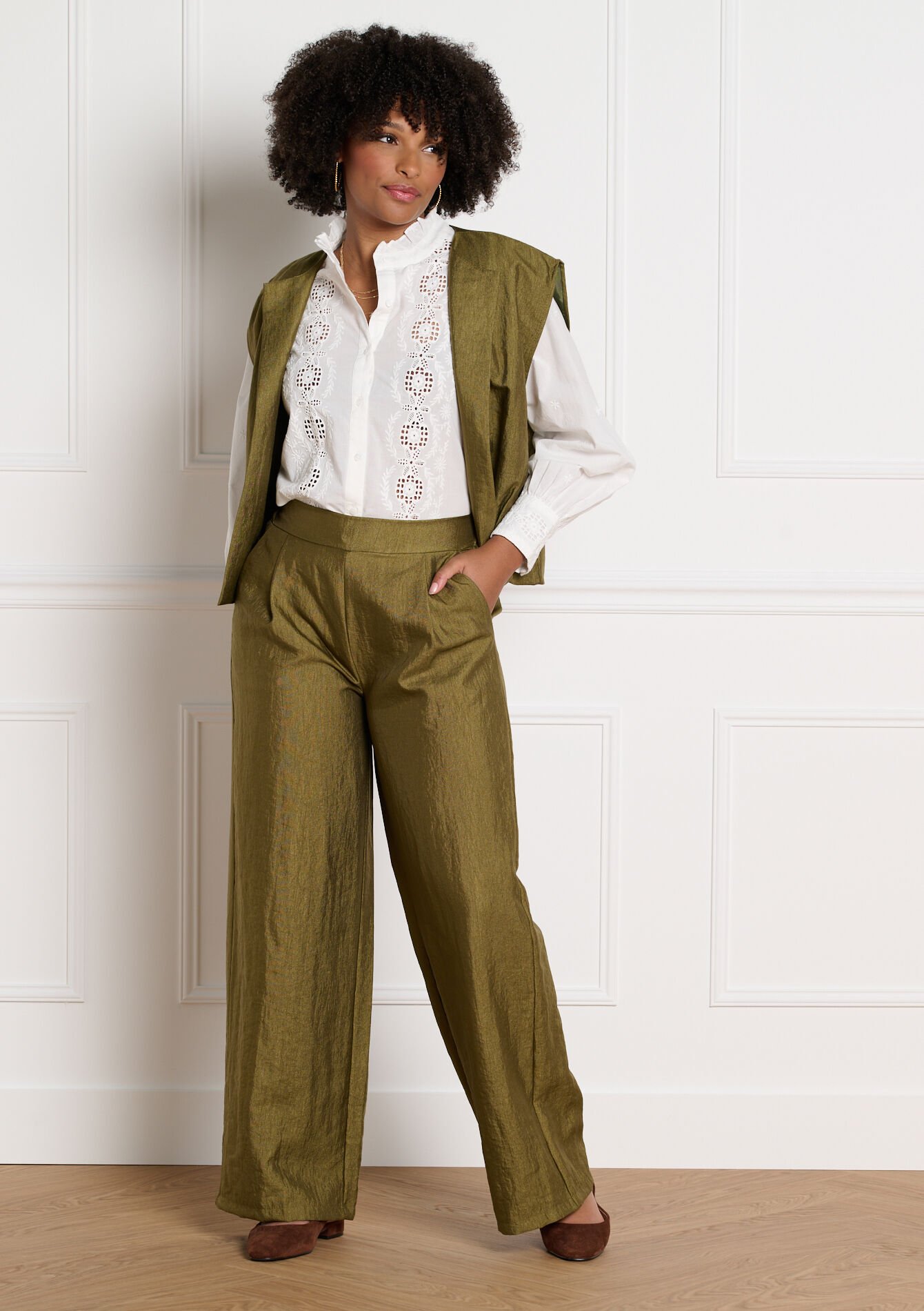 Pantalon ample décontracté - GREEN MOSS - 06601123_4504