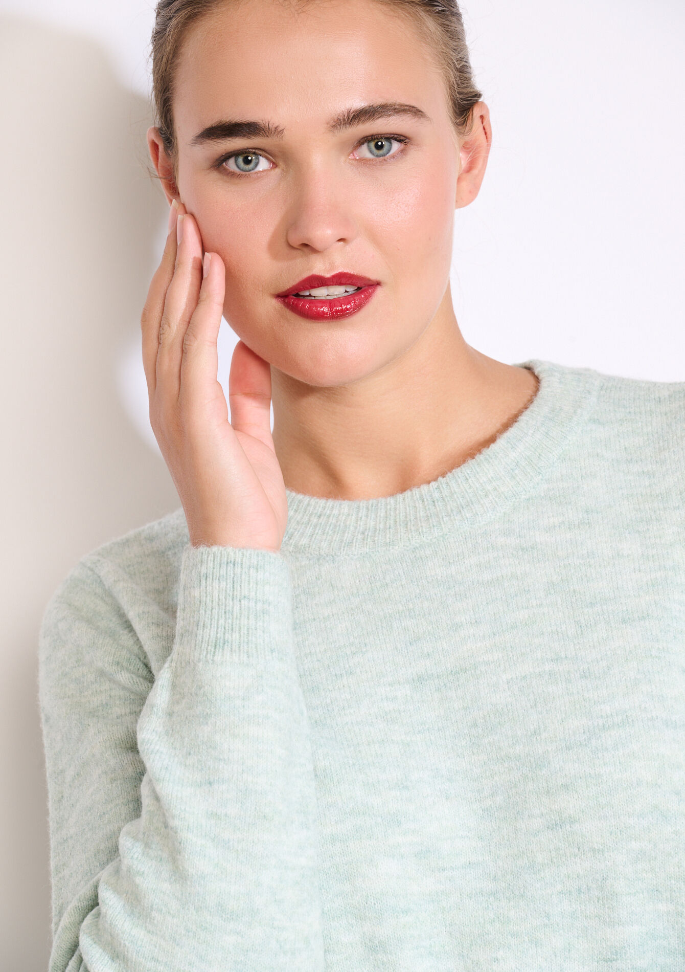 Zachte trui met ronde hals - MINT GREEN - 04006880_1723