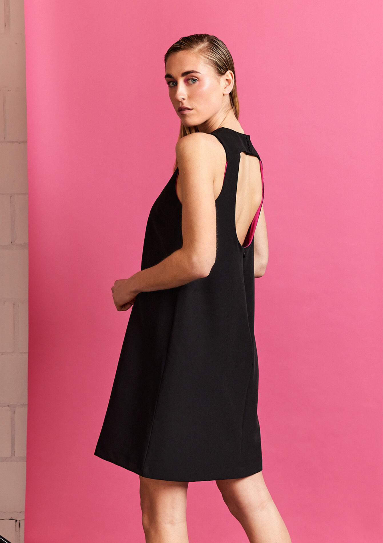 Korte jurk met cape, Korte jurk met cape - BLACK - 08602047_1119