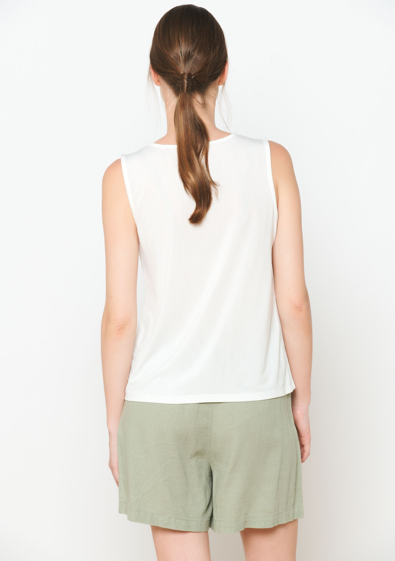 Top with V-neck, Top with V-neck - OPTICAL WHITE - 02200445_1019