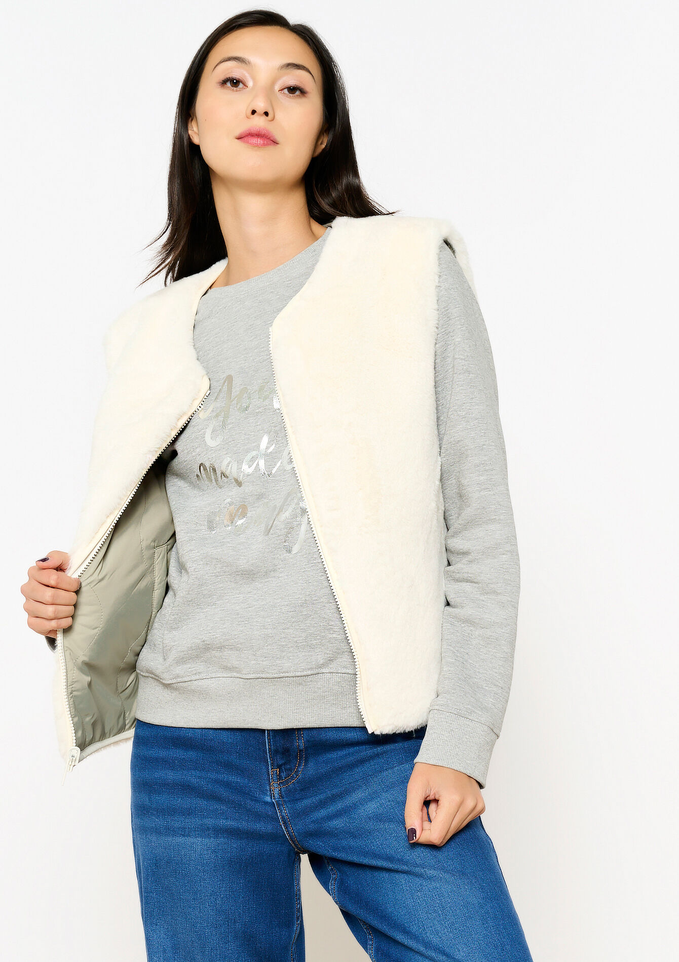 Gilet réversible - OFF WHITE/ GREEN - 15100286_2505