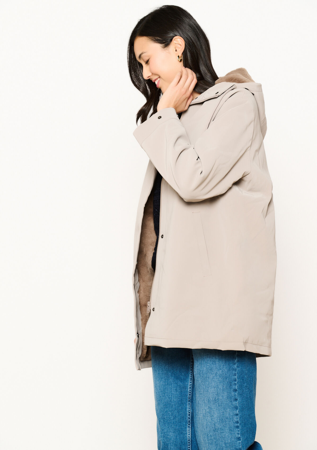 Waxed parka with fluffy lining, Waxed parka with fluffy lining - TAUPE - 1120261