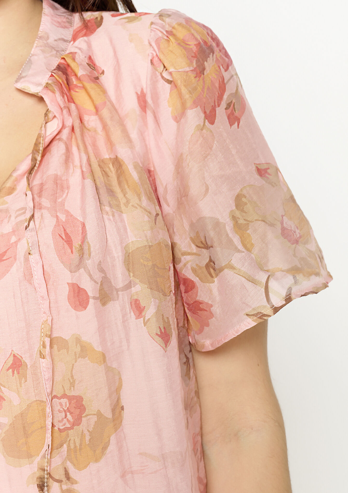 Bloemenblouse met strikdetail, Bloemenblouse met strikdetail - LIGHT PINK - 05702803_1303