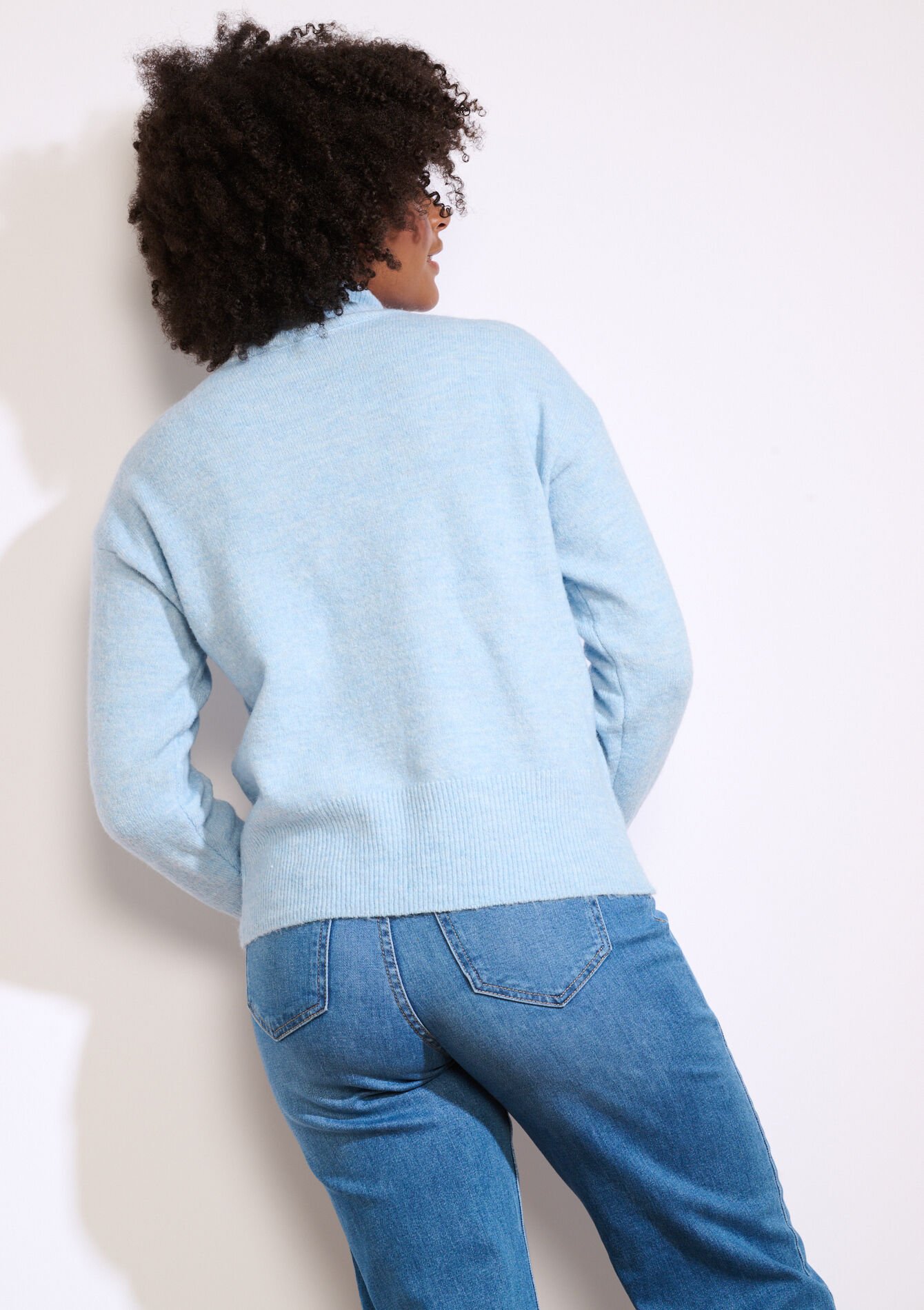 Pull doux col montant - BLUE PASTEL - 04006914_3003