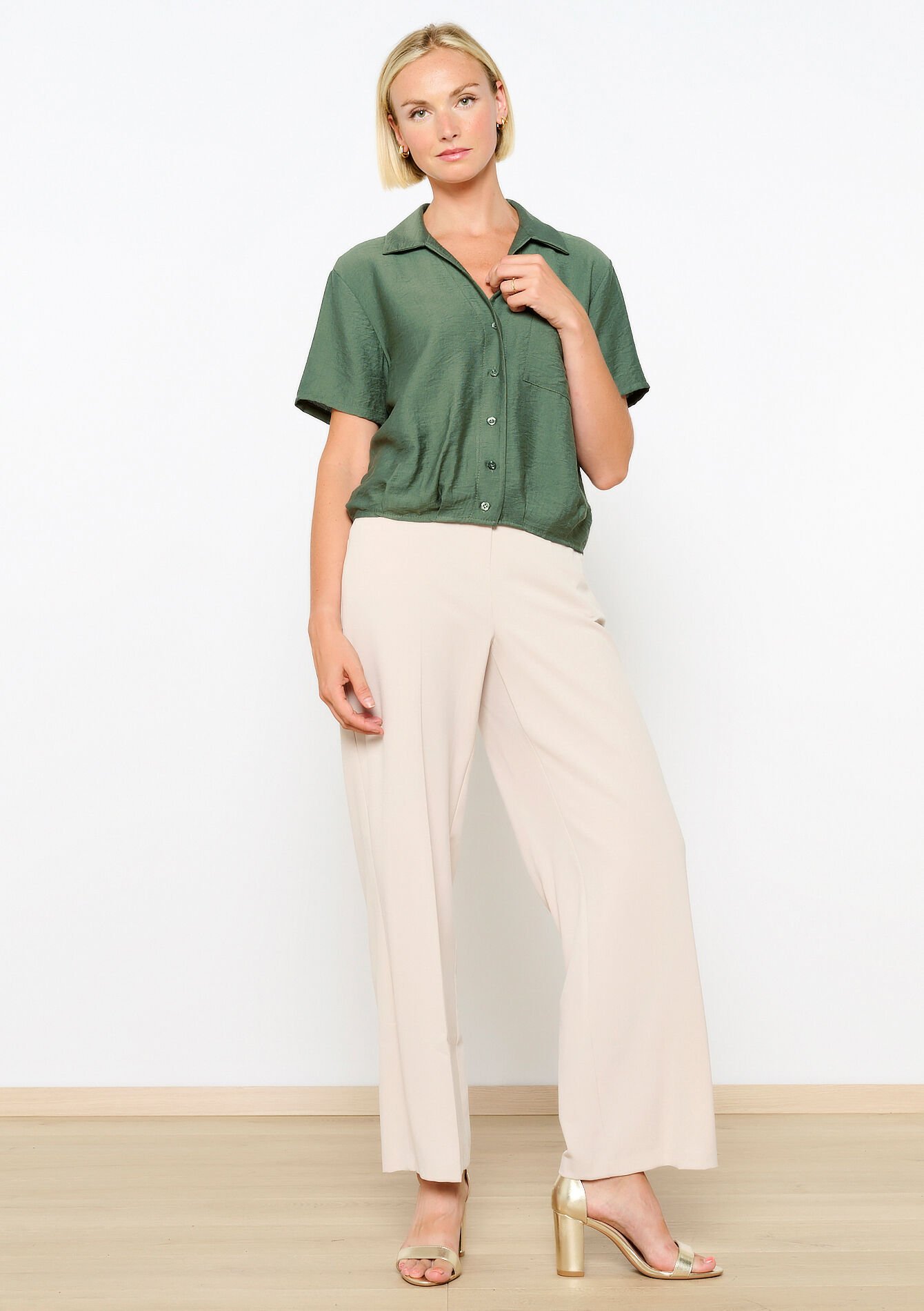 Kort hemd - KHAKI MED - 05702617_4327