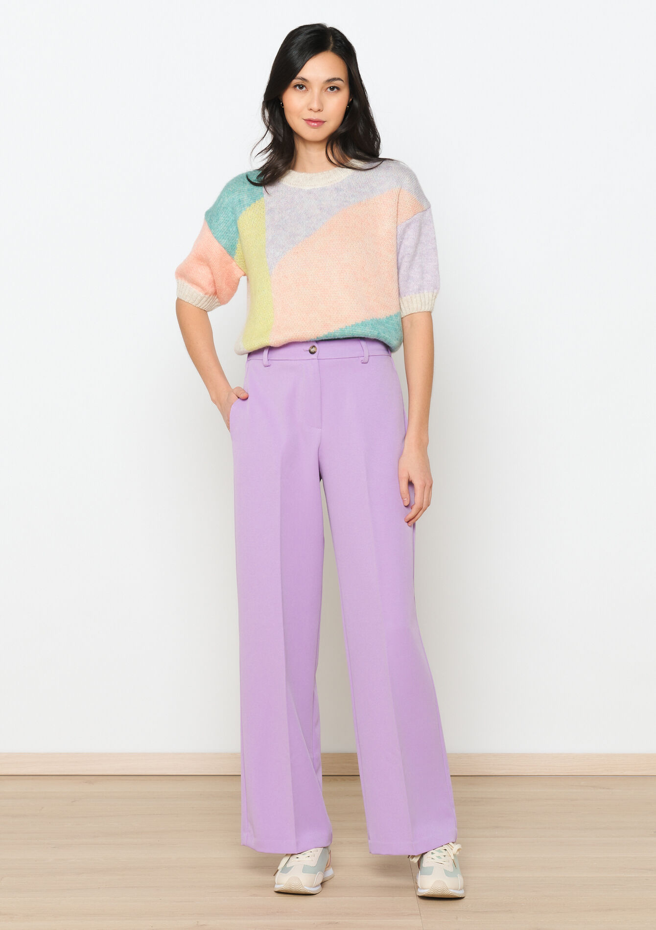 Pantalon évasé , Pantalon évasé - LILAC BRIGHT - 06100591_2578