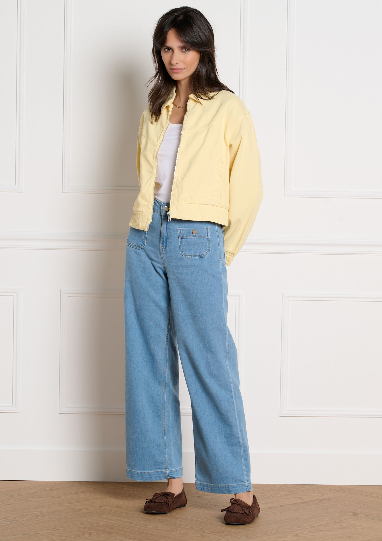 Cropped zip jacket, Cropped zip jacket - YELLOW PASTEL - 09101104_5004