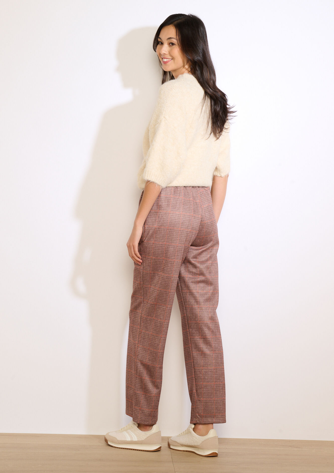 Geruite suedine broek, Geruite suedine broek - LT BEIGE - 06601073_2527