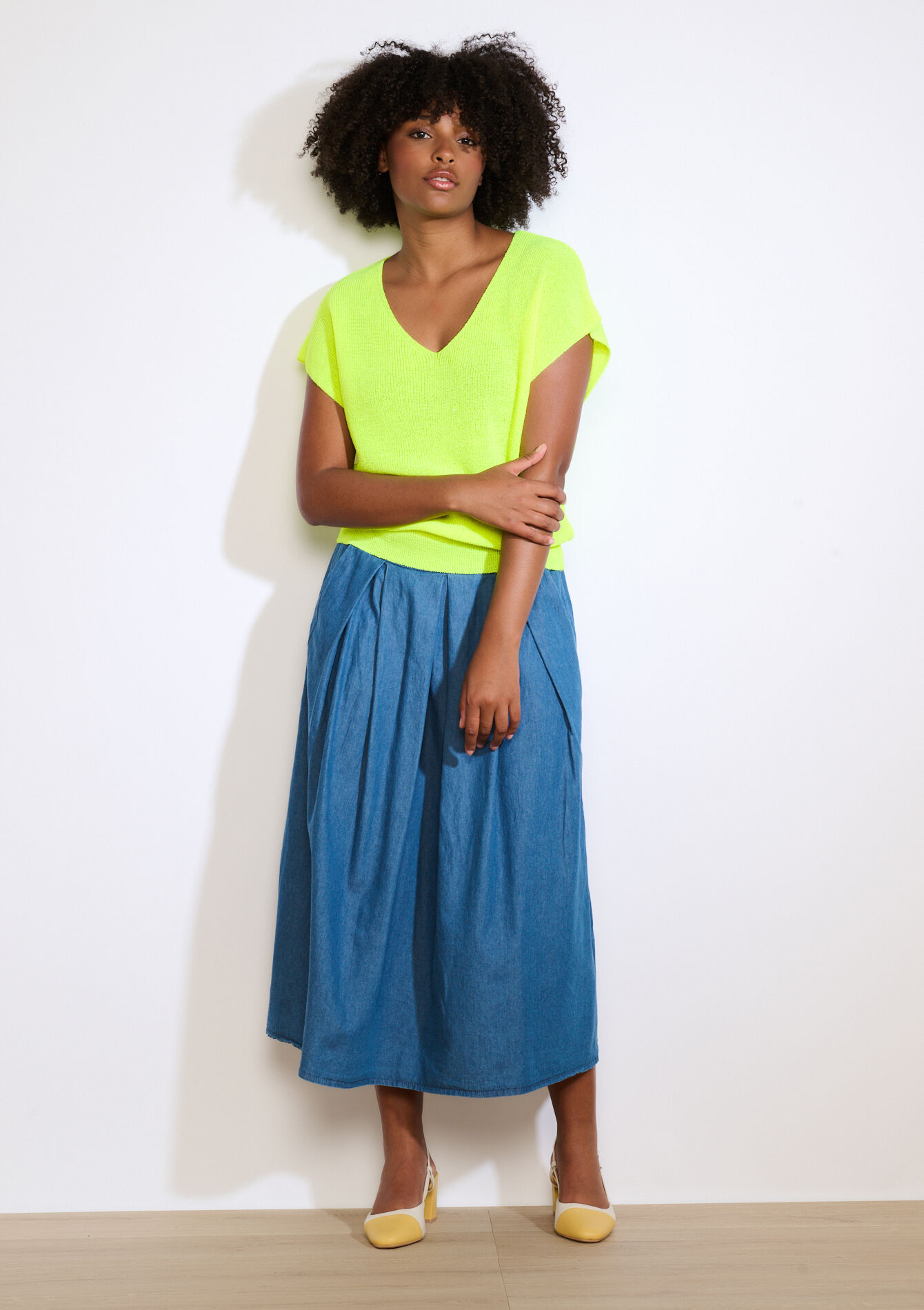 Débardeur en maille fine, Débardeur en maille fine - FLUO YELLOW - 04006992_4916