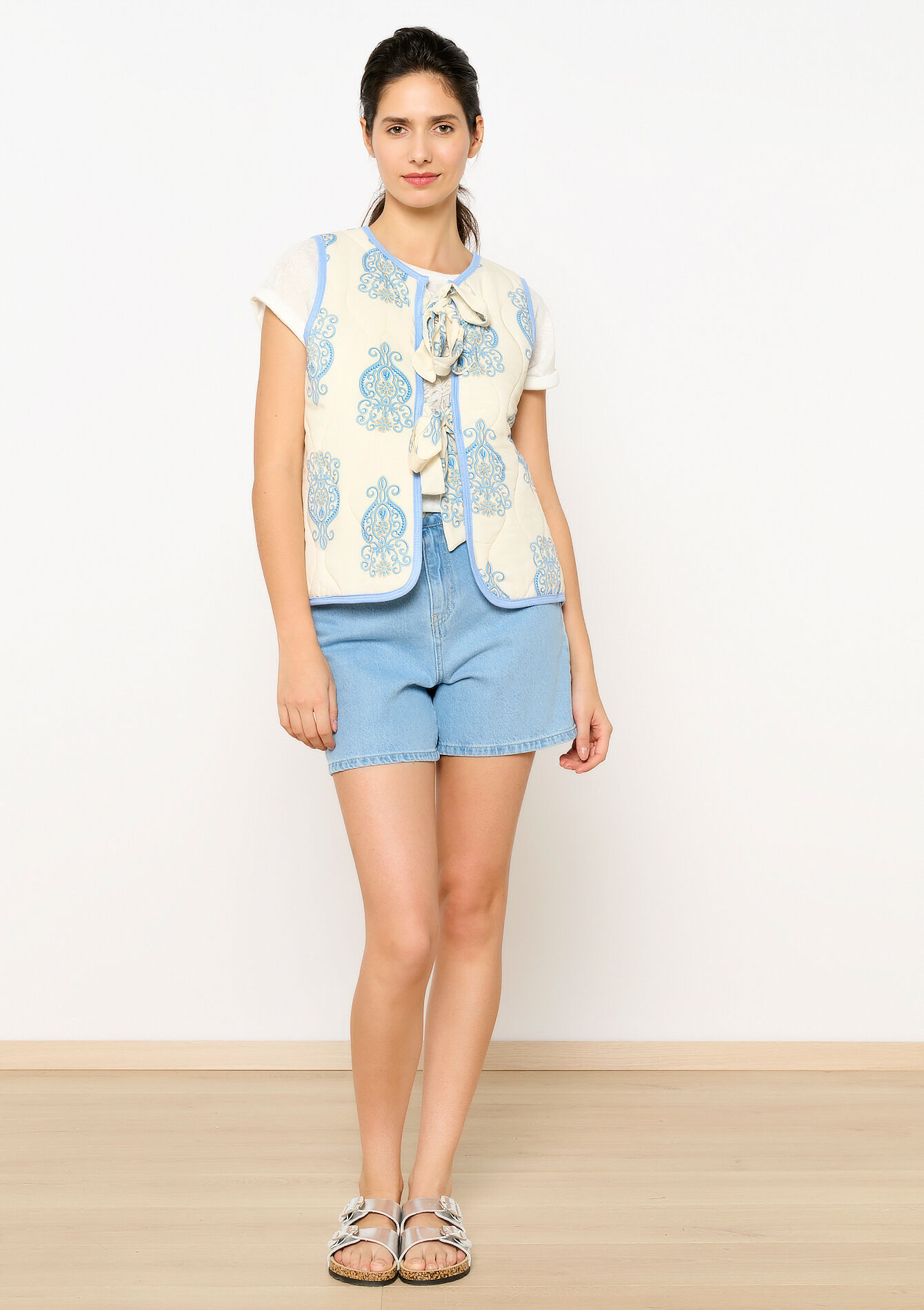 Gilet met print - BLUE PASTEL - 09001425_3003