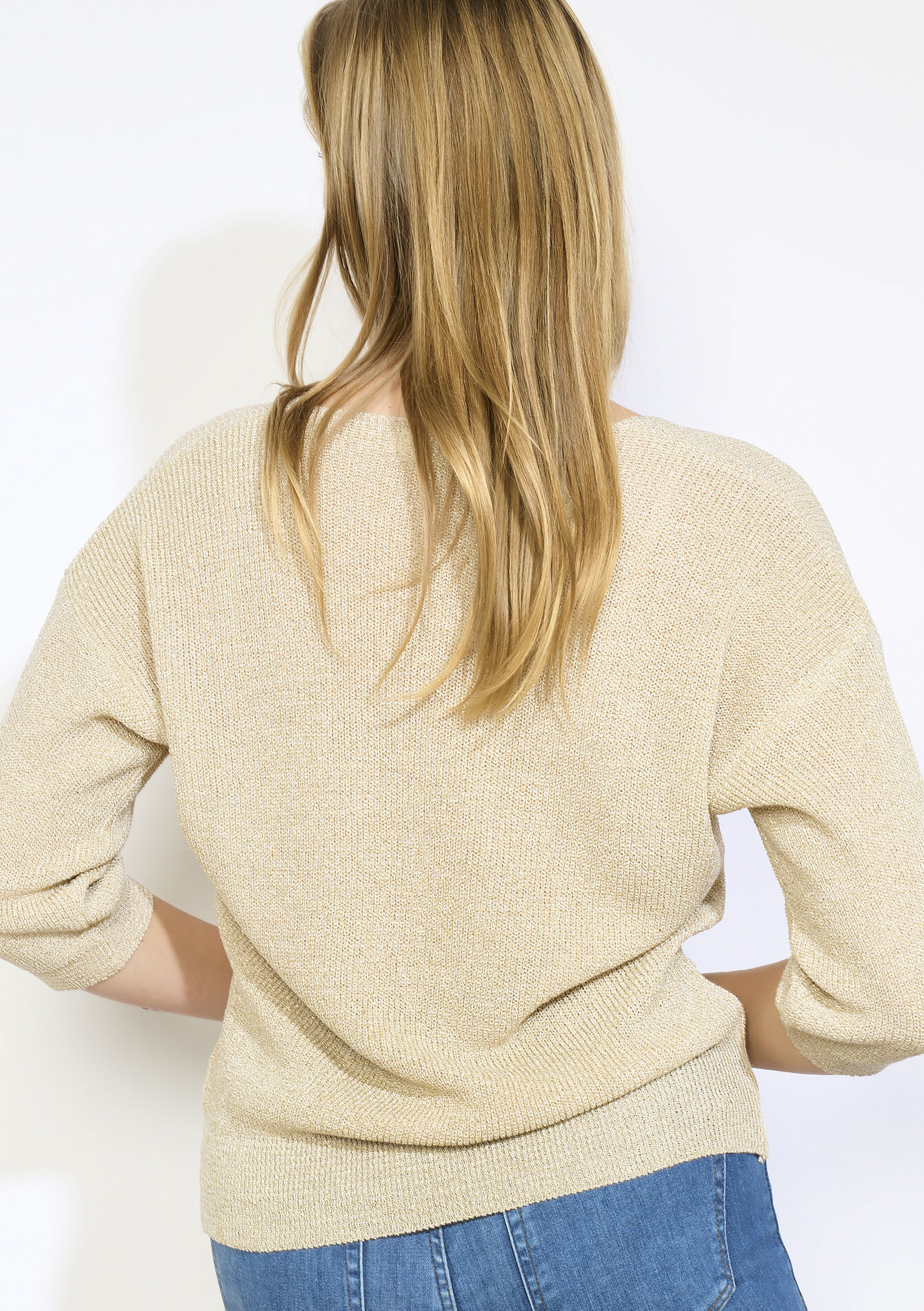 Fijne glittertrui - CHAMPAGNE SAND - 04007049_4007