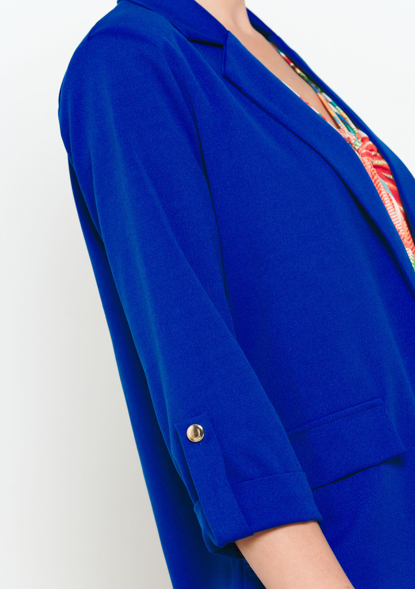 Blazer à manches retroussées, Blazer à manches retroussées - ELECTRIC BLUE - 1122067